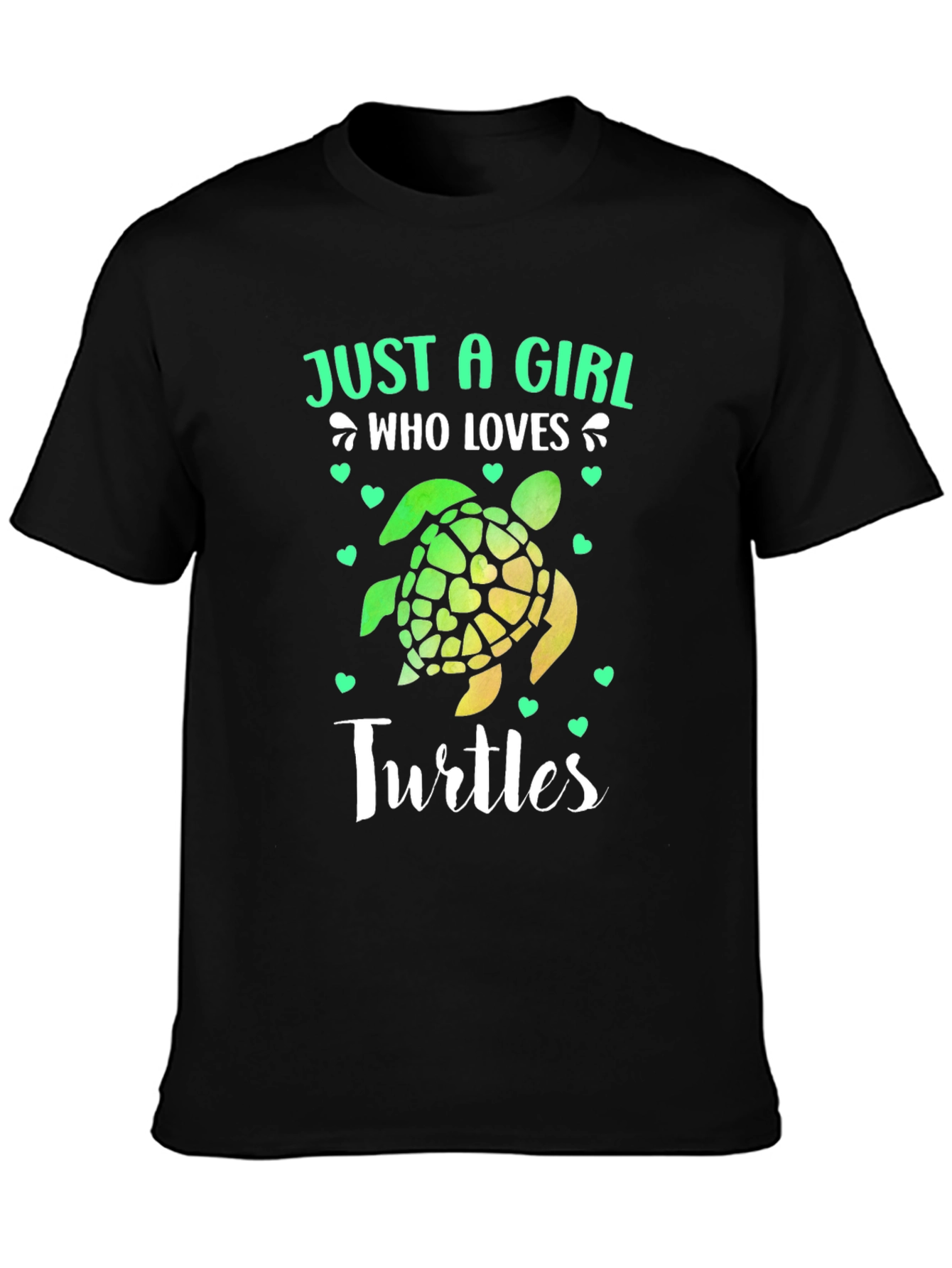 Black Just A Girl Who Loves Turtles T-Shirt view 3