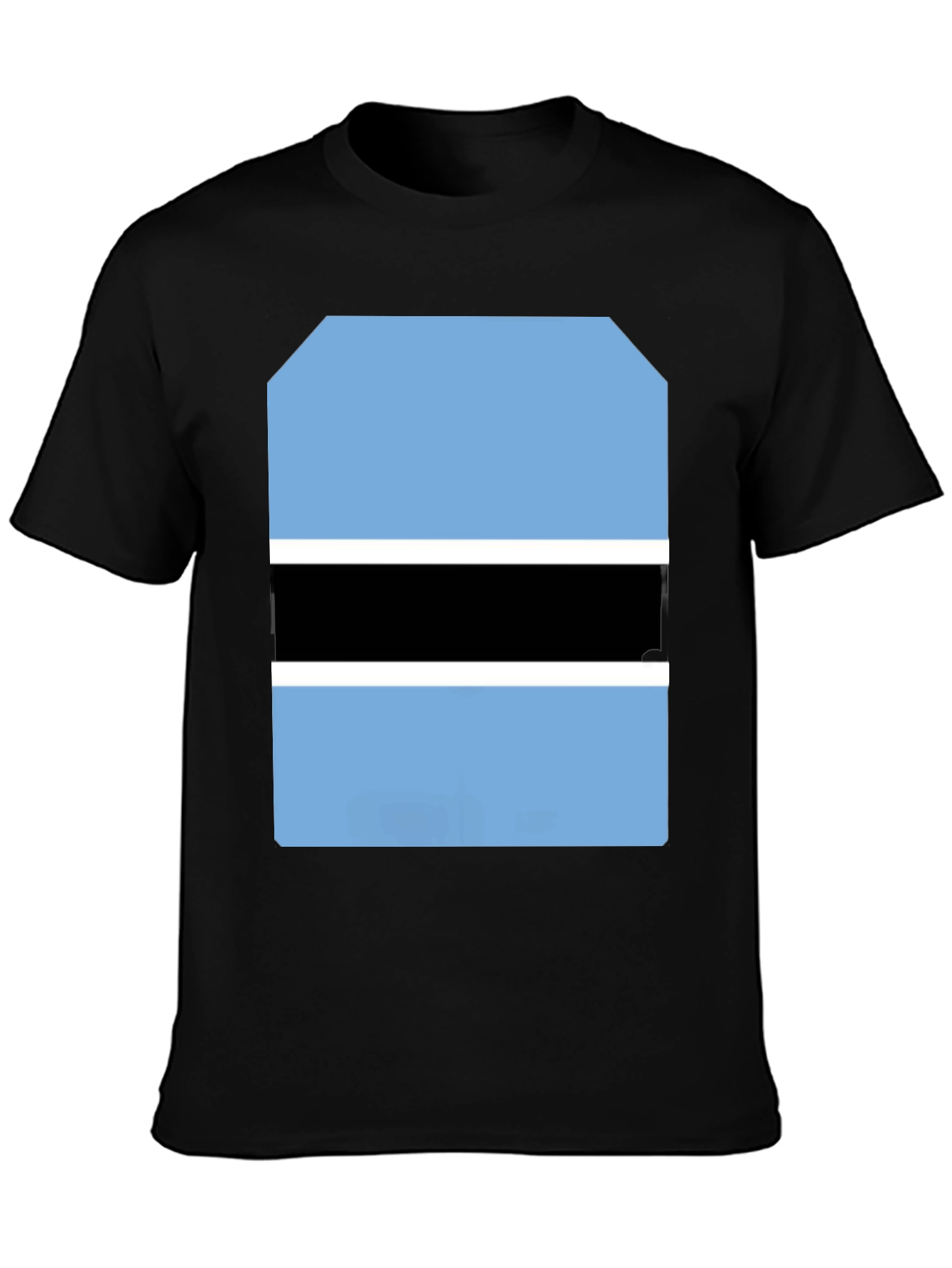 Black Botswana Flag Graphic Tee - Black Cotton T-Shirt view 3