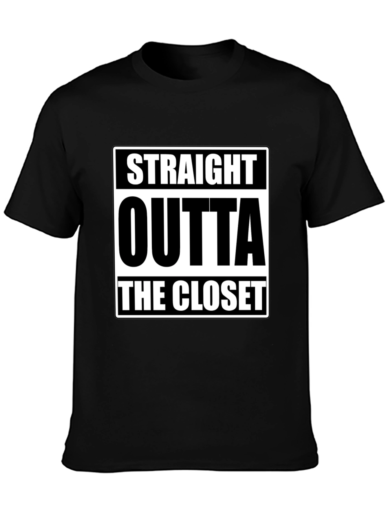 Black Straight Outta The Closet Black T-Shirt view 3