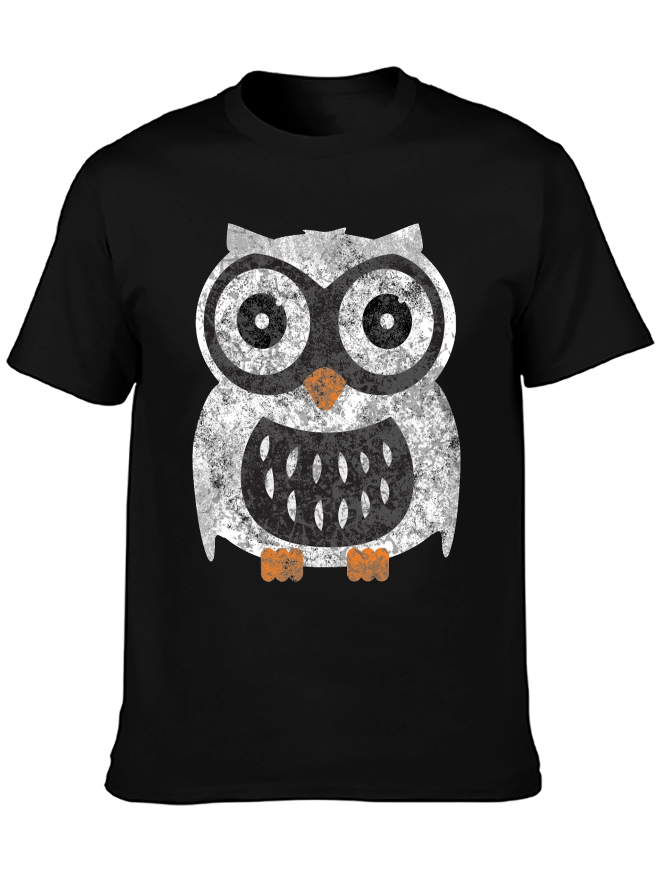 Black Cool Owl Graphic Tee - Black Cotton Blend Shirt view 3