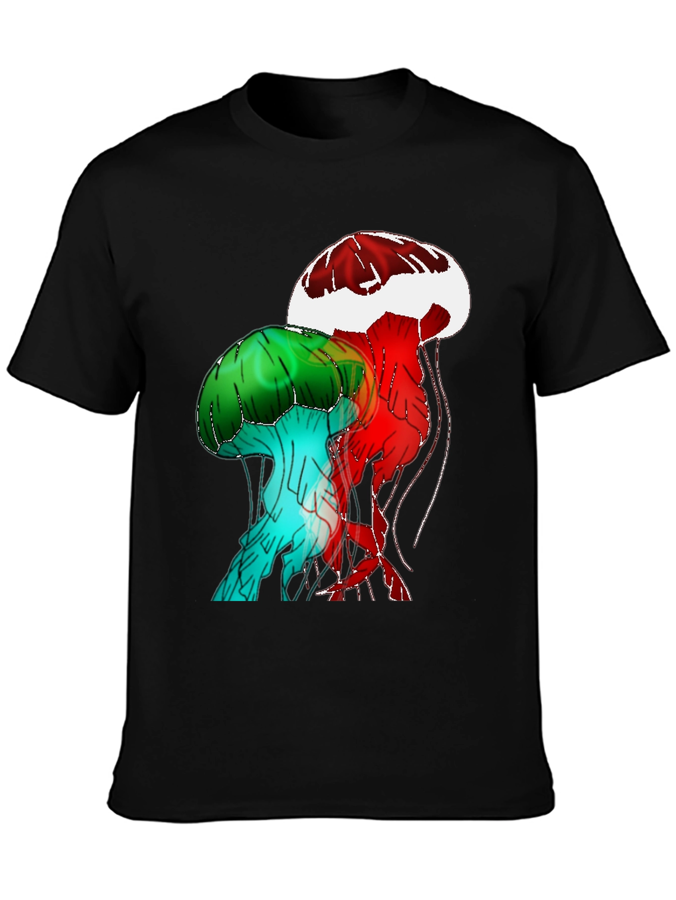 Black Jellyfish Graphic Black T-Shirt view 3