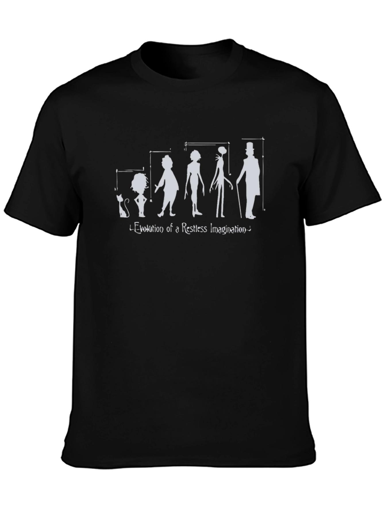 Black Evolution of Imagination Black Graphic T-Shirt view 3