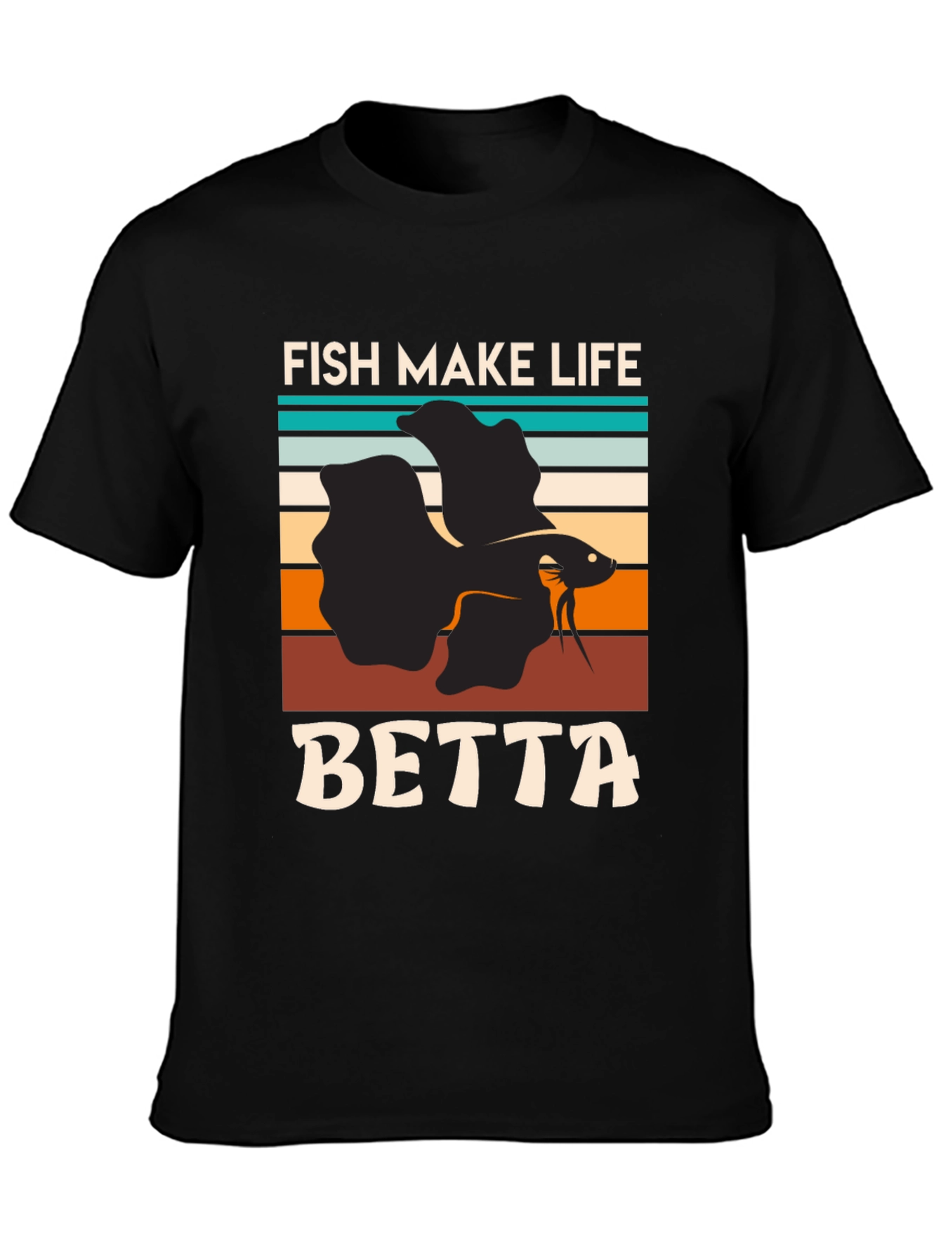 Black Fish Make Life Betta T-Shirt view 3