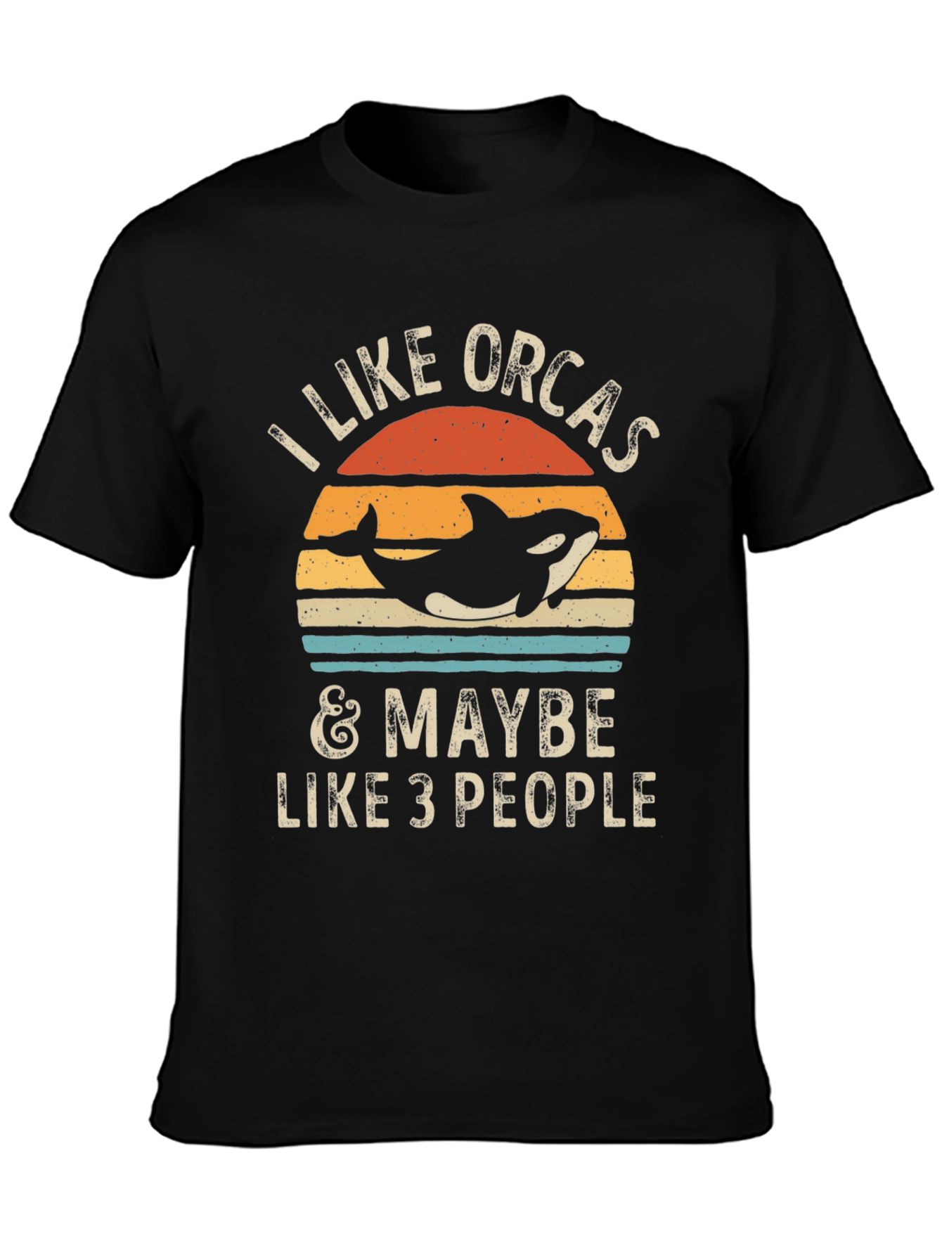 Black I Like Orcas & Maybe Like 3 People Graphic Tee view 3