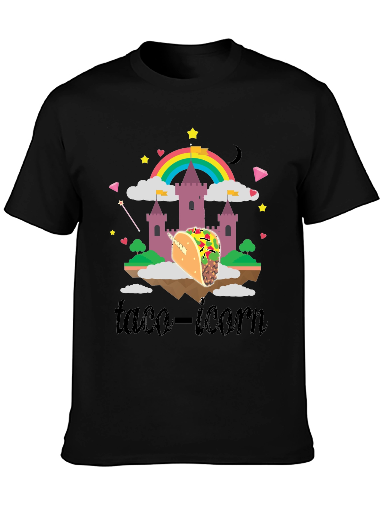 Black Taco-icorn Black Graphic T-Shirt view 3