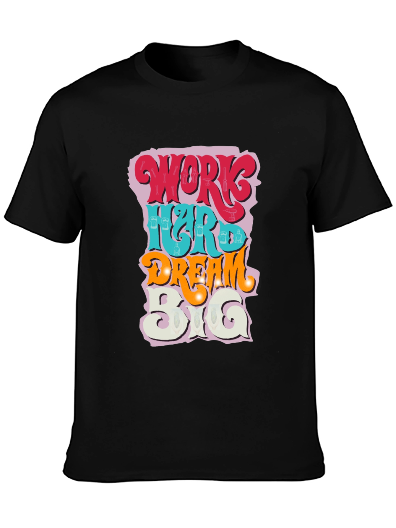 Black Work Hard Dream Big Graphic Tee view 3
