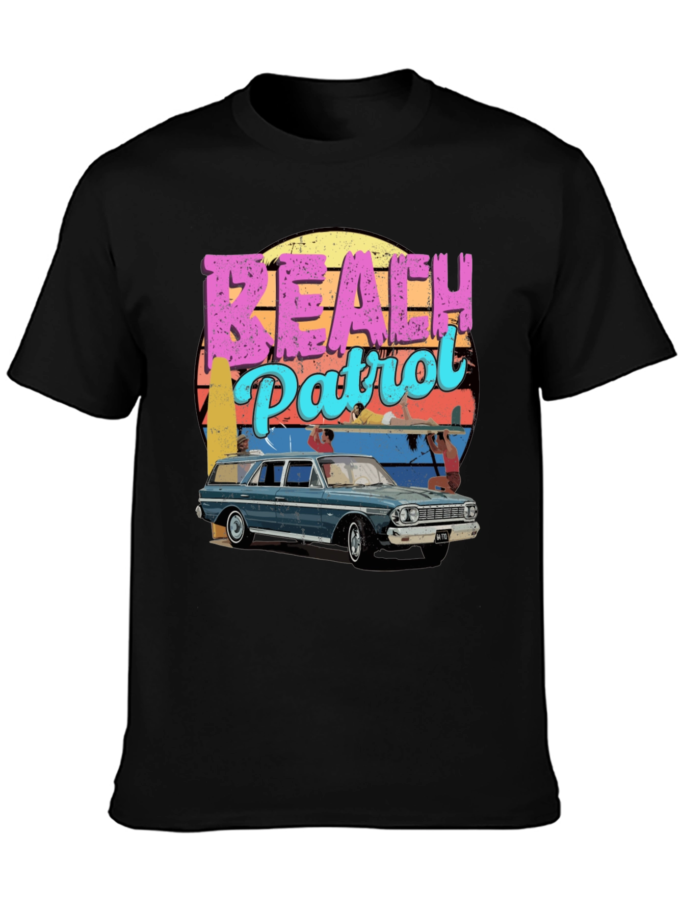 Black Retro Beach Patrol Graphic Tee view 3