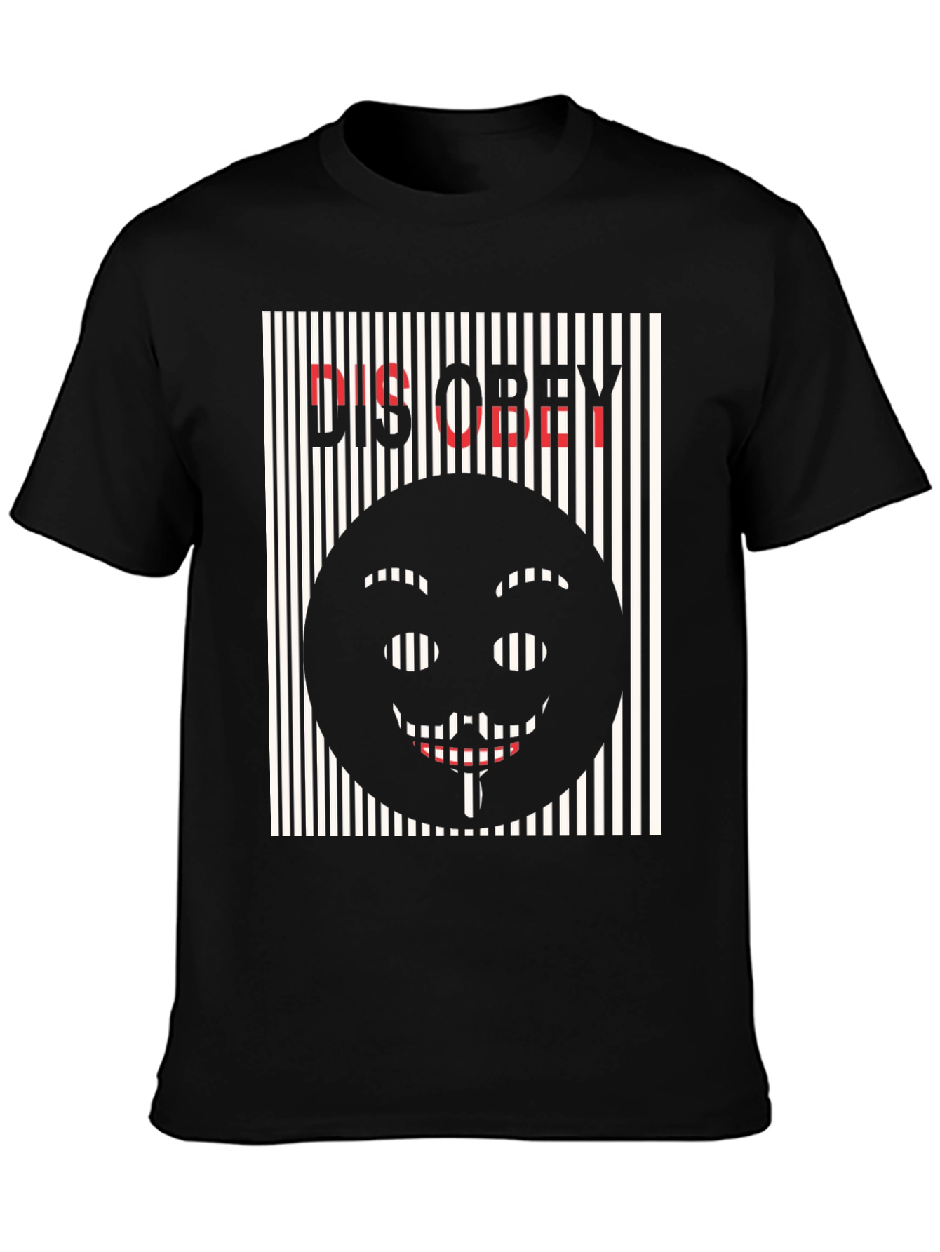 Black Disobey Graphic Tee - Black Cotton T-Shirt view 3