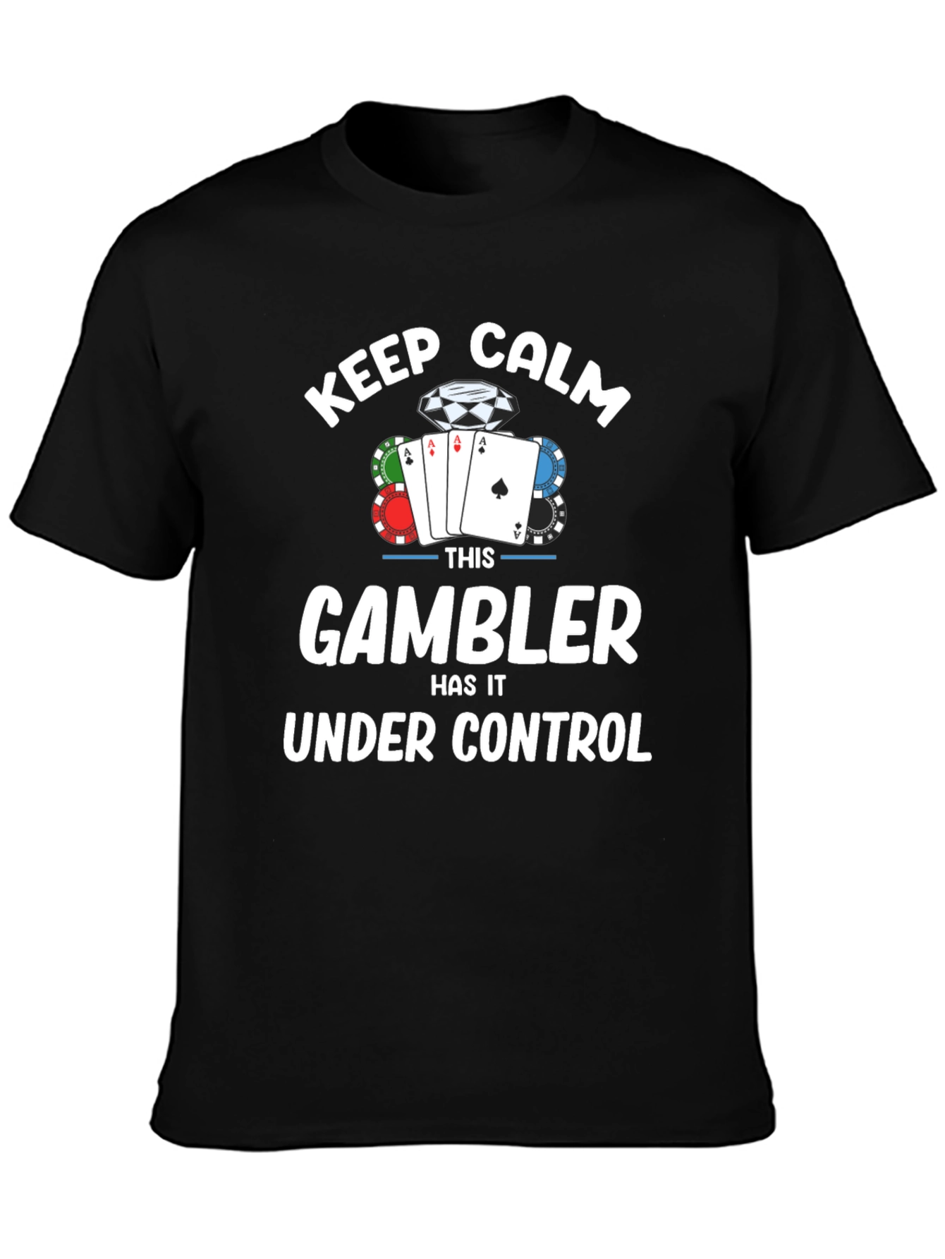 Black Keep Calm Gambler T-Shirt - Black Cotton Tee view 3