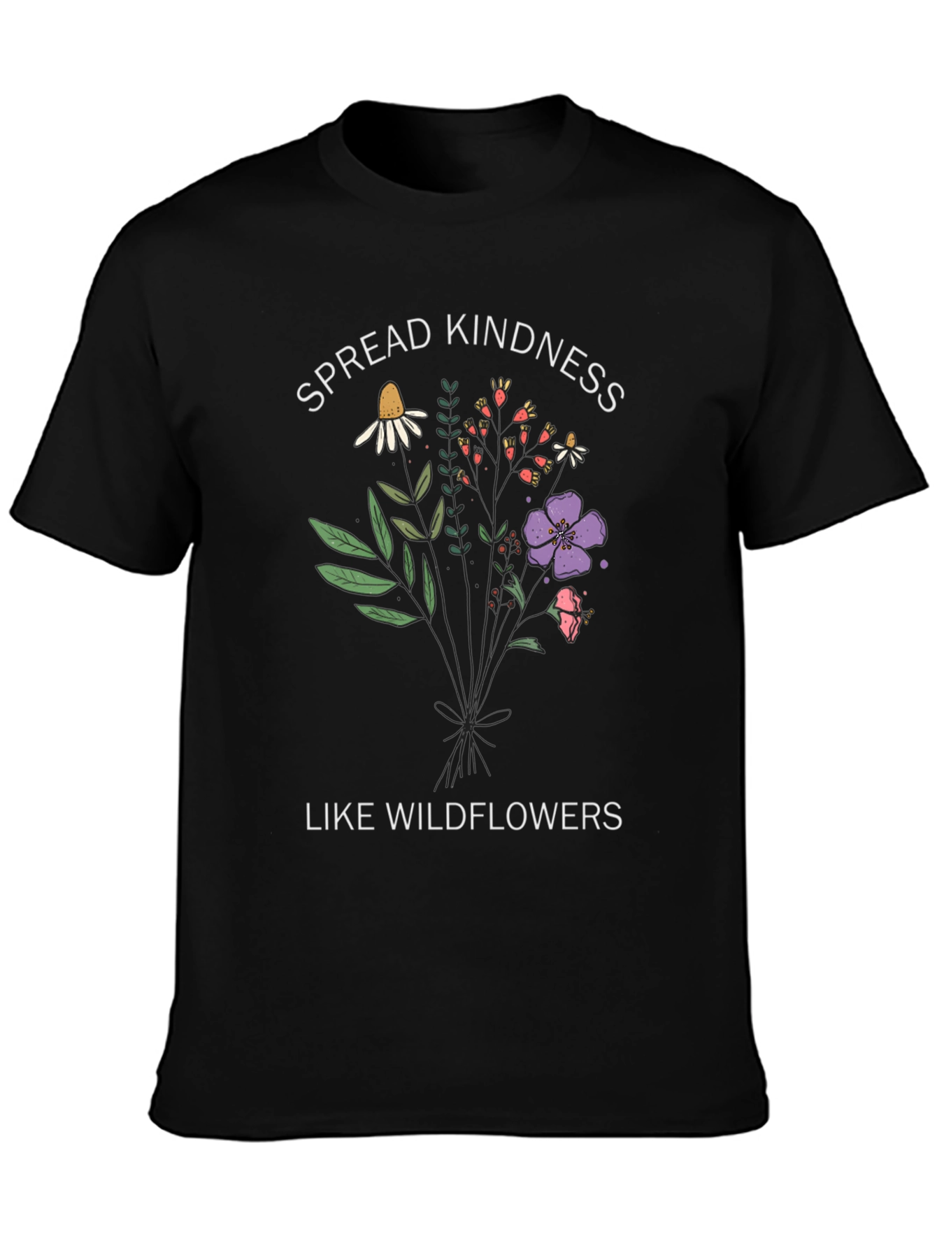 Black Spread Kindness Like Wildflowers Graphic Tee view 3