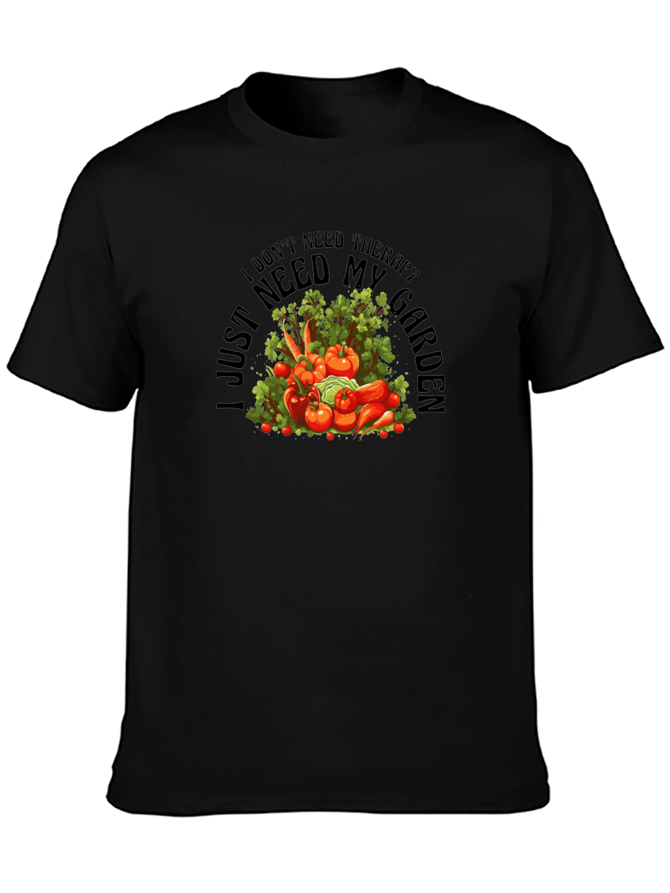 Black Therapy Garden Black T-Shirt - Gardener's Gift view 3