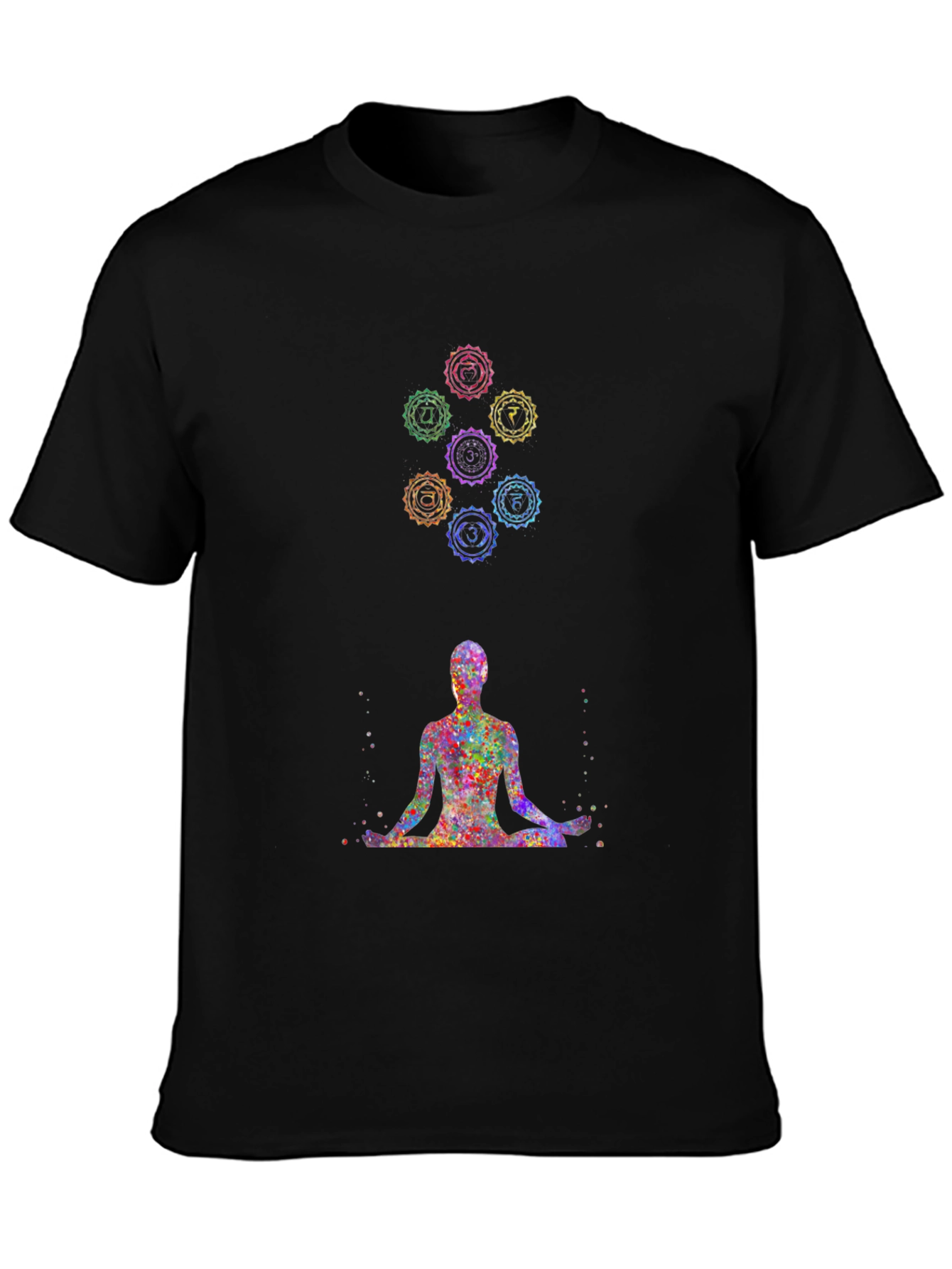 Black Chakra Meditation T-Shirt - Spiritual Design Tee view 3
