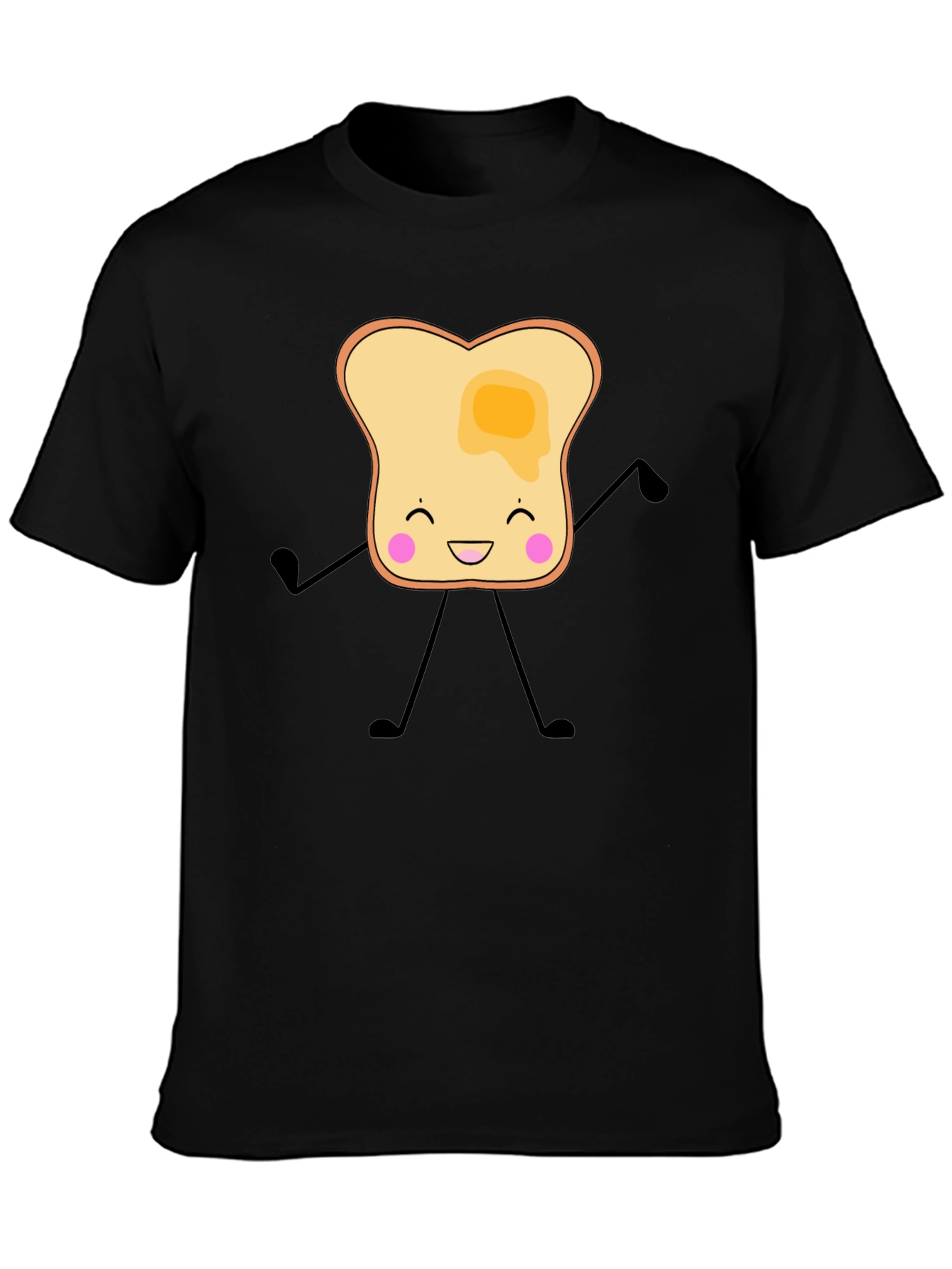 Black Toast Cartoon Graphic T-Shirt view 3