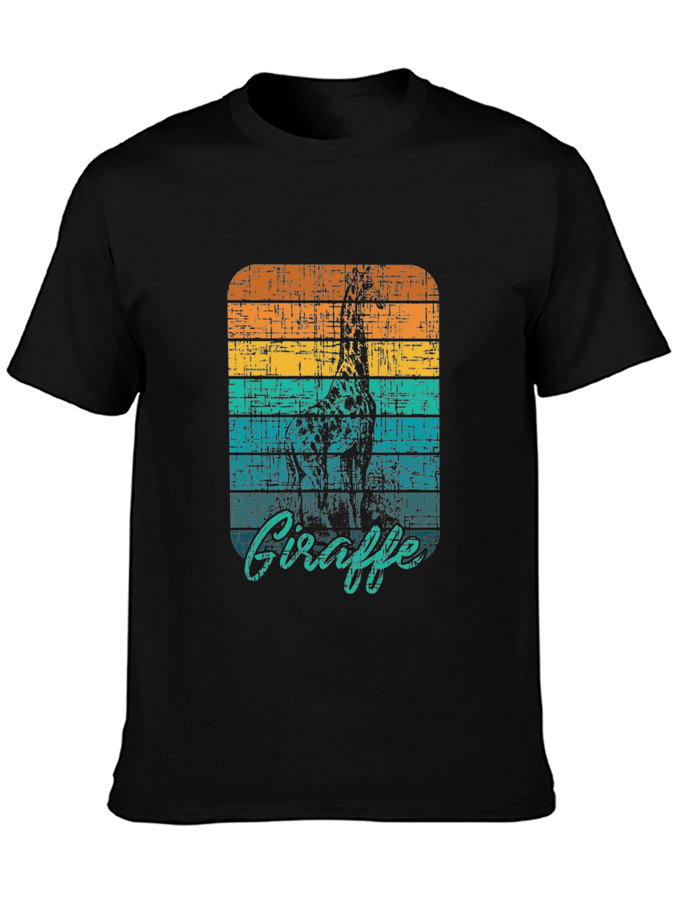 Black Retro Giraffe Graphic Tee - Black Unisex T-Shirt view 3