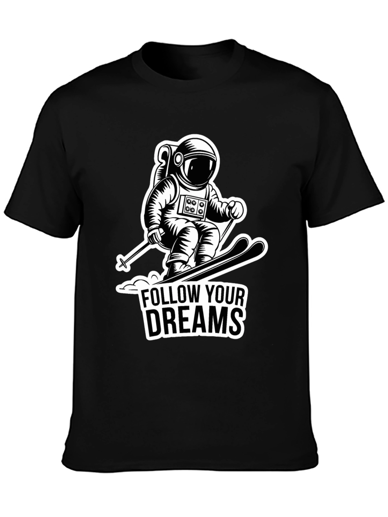 Black Astronaut Skiing Graphic Tee - Follow Your Dreams view 3