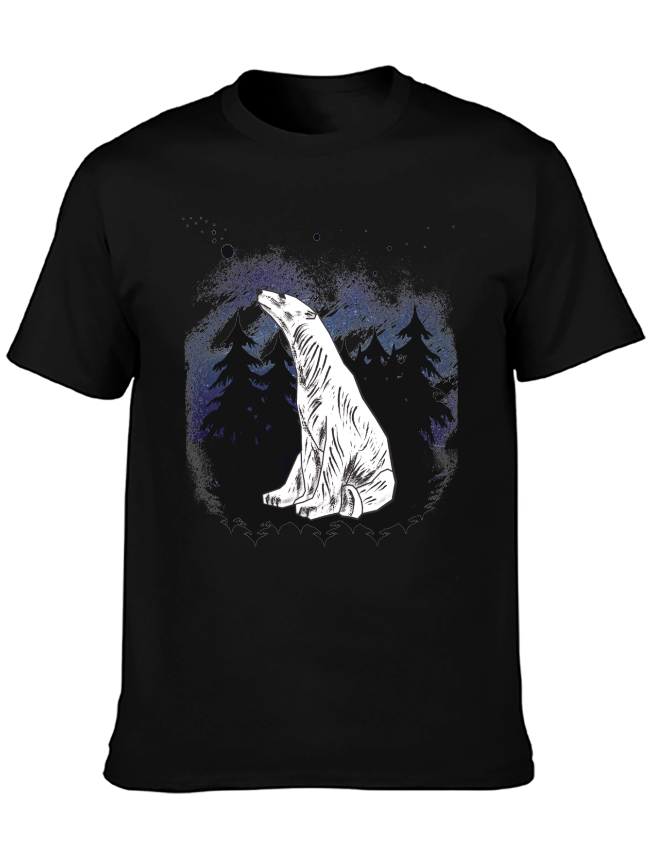 Black Polar Bear Graphic Tee - Black Cotton Blend view 3