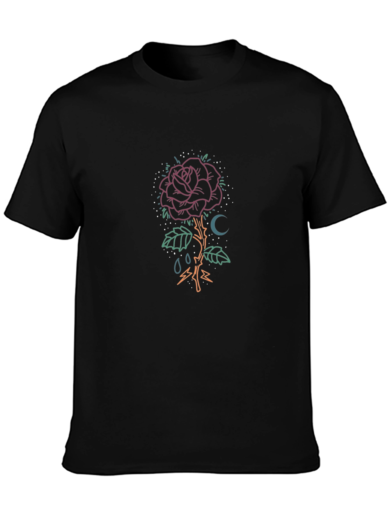 Black Rose Moon Graphic Tee - Stylish & Unique view 3