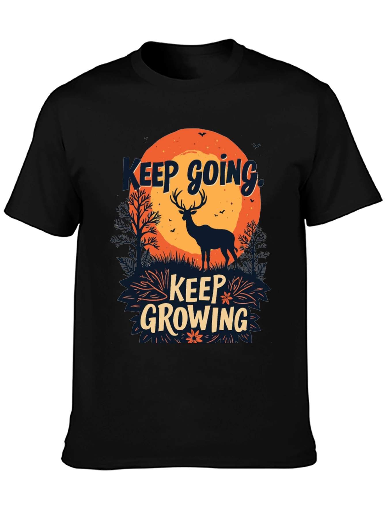 Black Keep Going, Keep Growing Black Graphic T-Shirt view 3