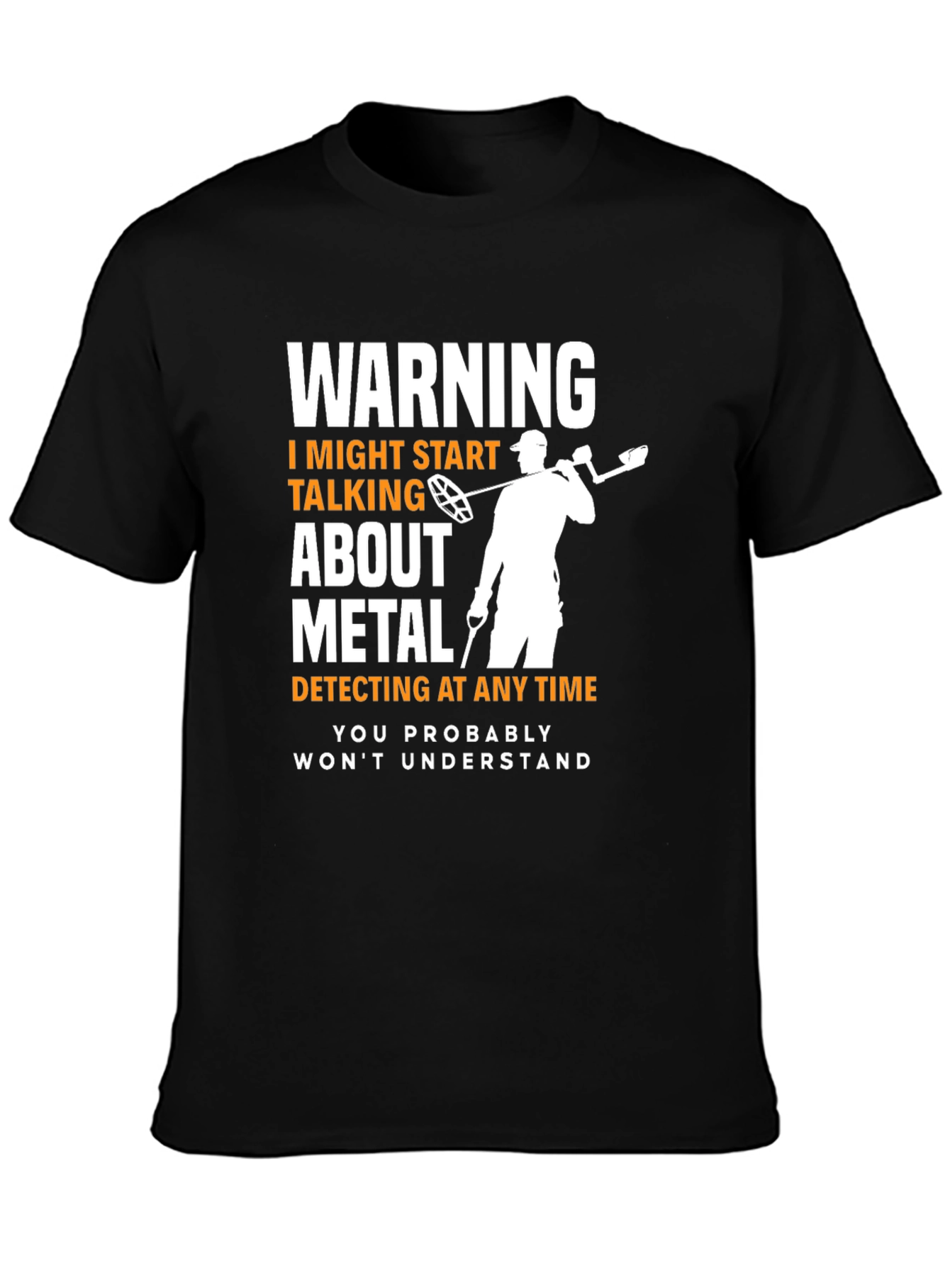 Black Metal Detecting Warning T-Shirt view 3