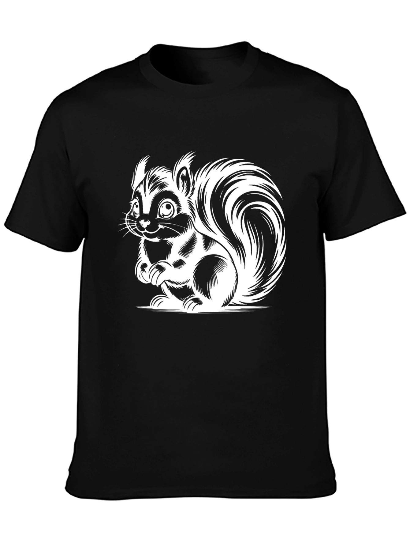 Black Squirrel Graphic Tee - Black Cotton T-Shirt view 3