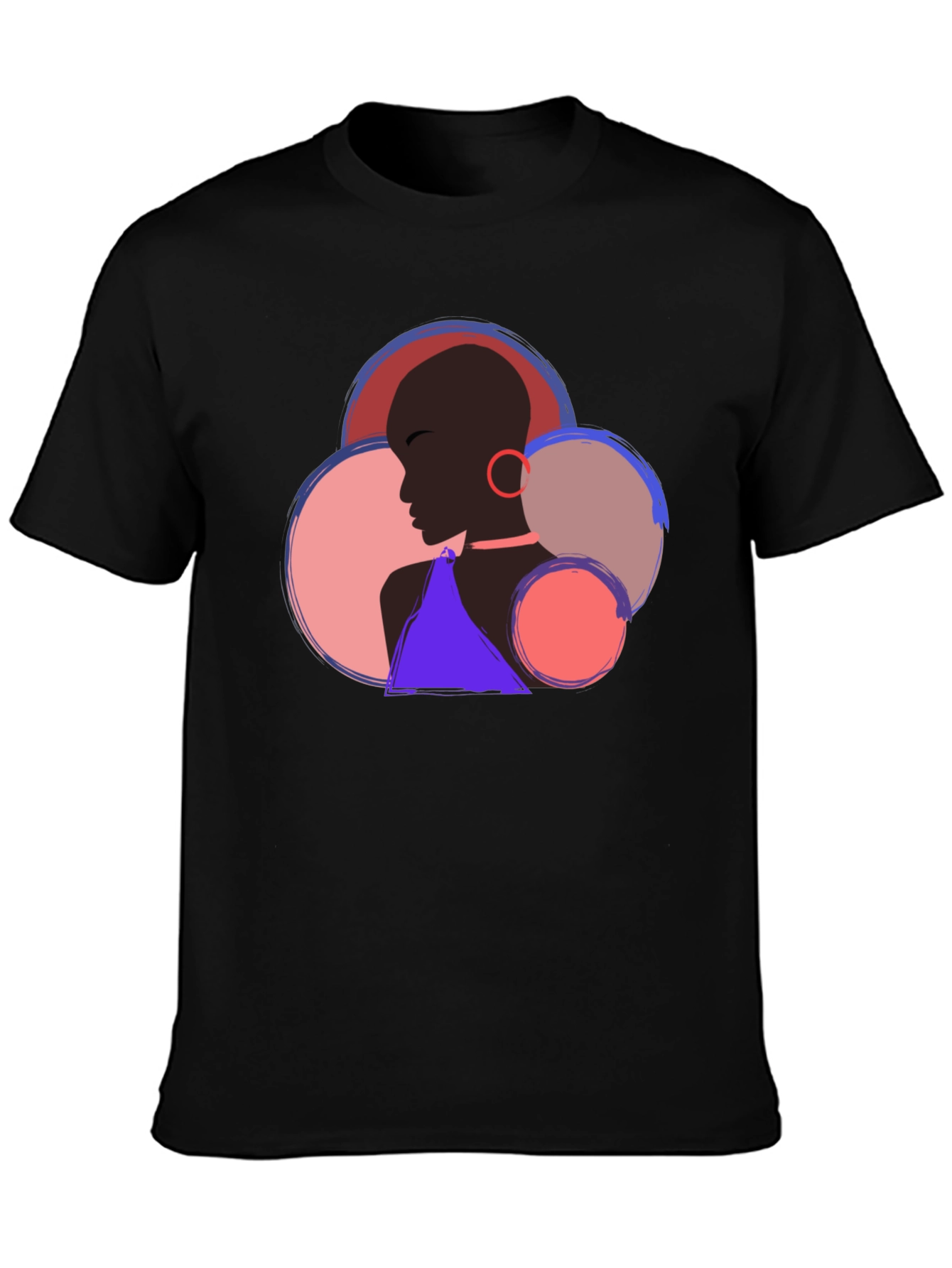 Black Abstract Woman Portrait Graphic T-Shirt view 3