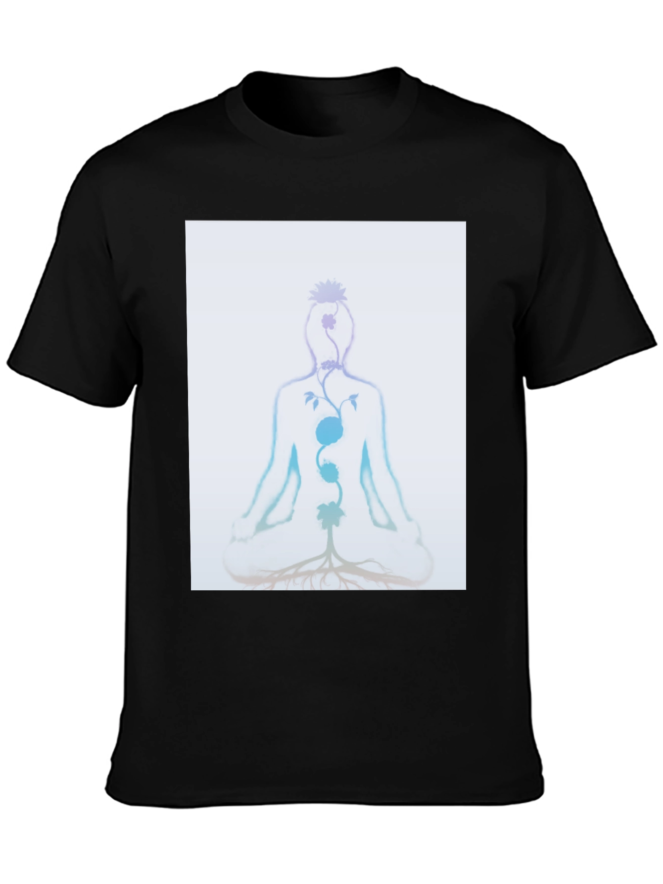 Chakra Meditation Tee - Spiritual Black T-Shirt - 3