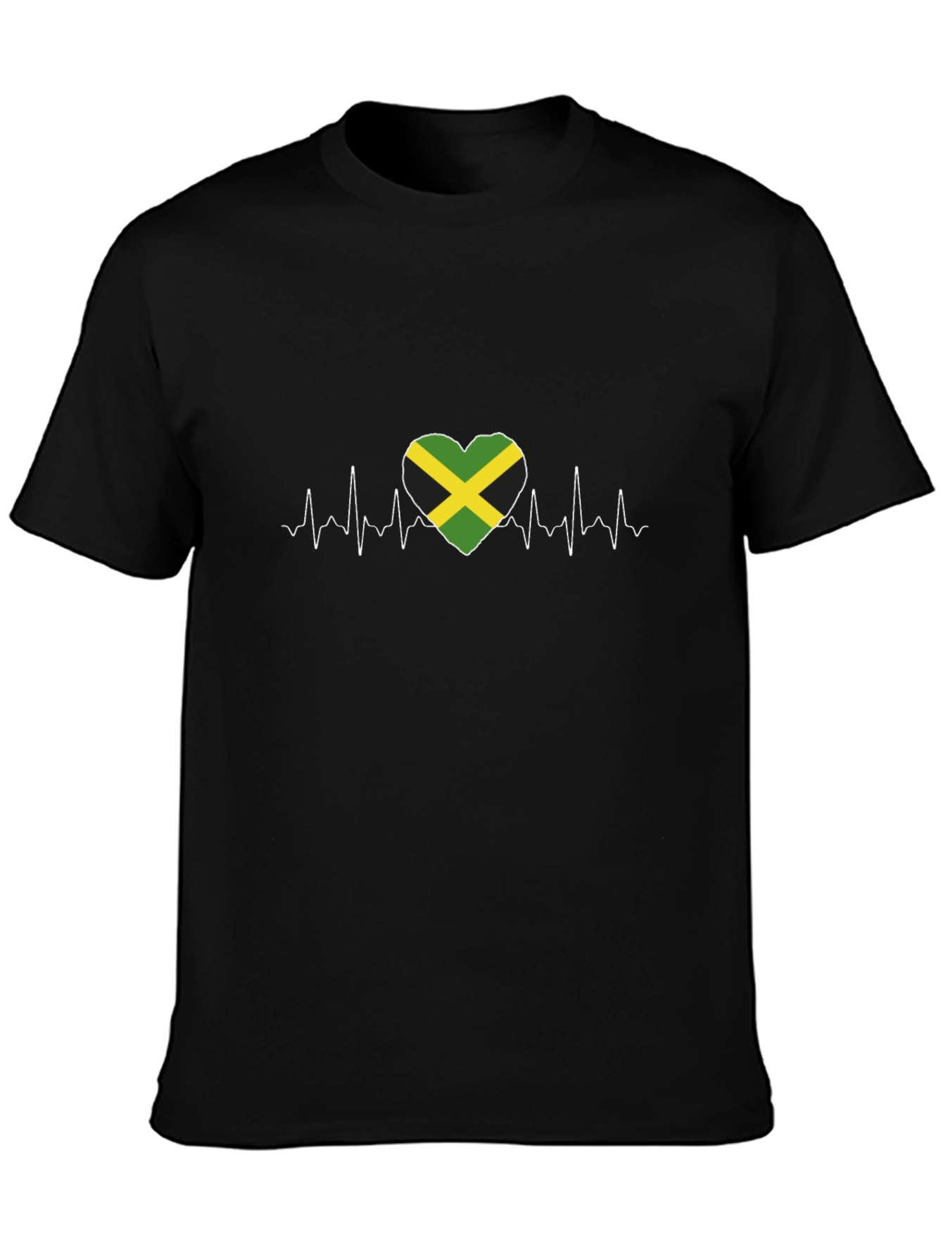 Black Jamaica Flag Heartbeat T-Shirt view 3
