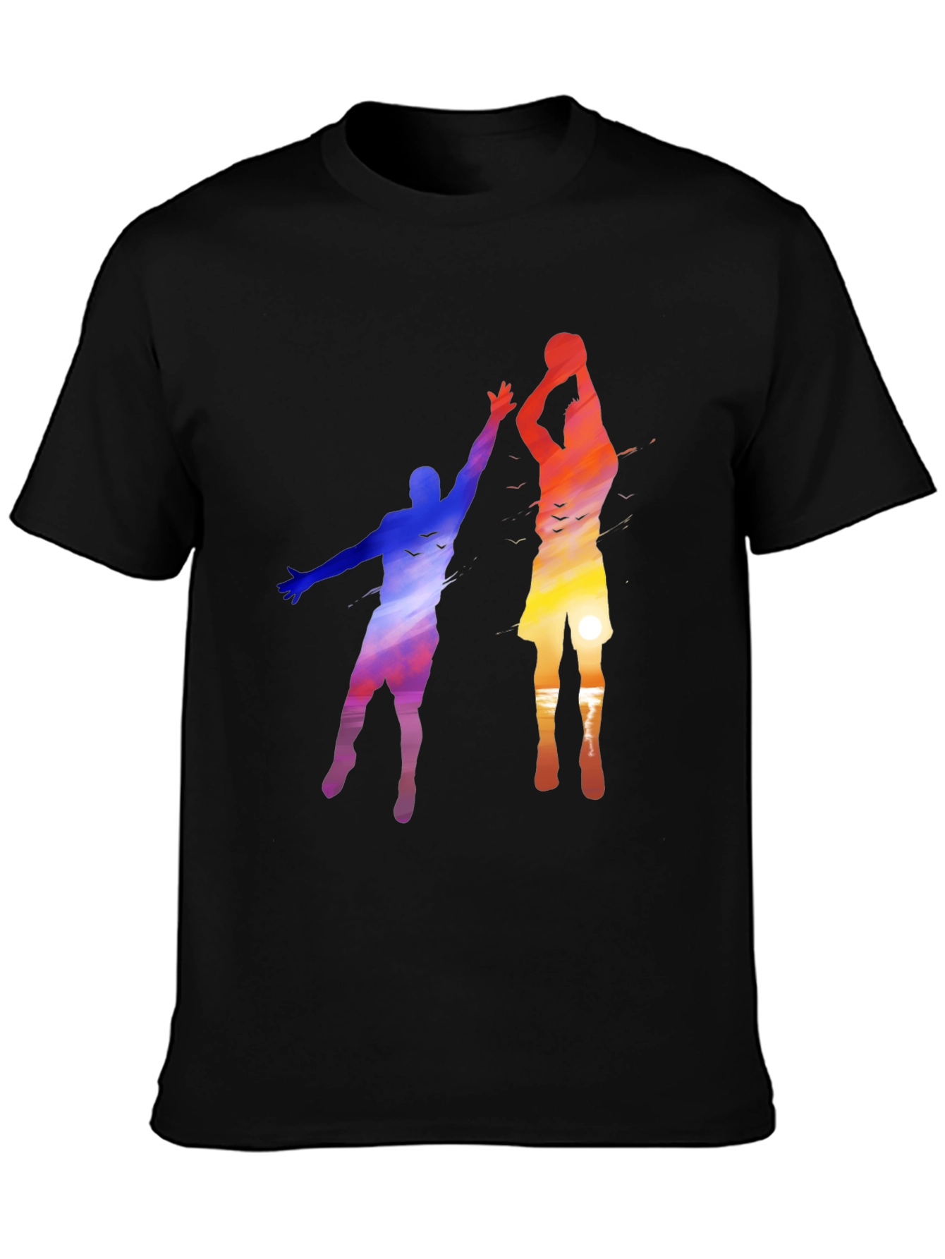Black Sunset Basketball Graphic Tee view 3