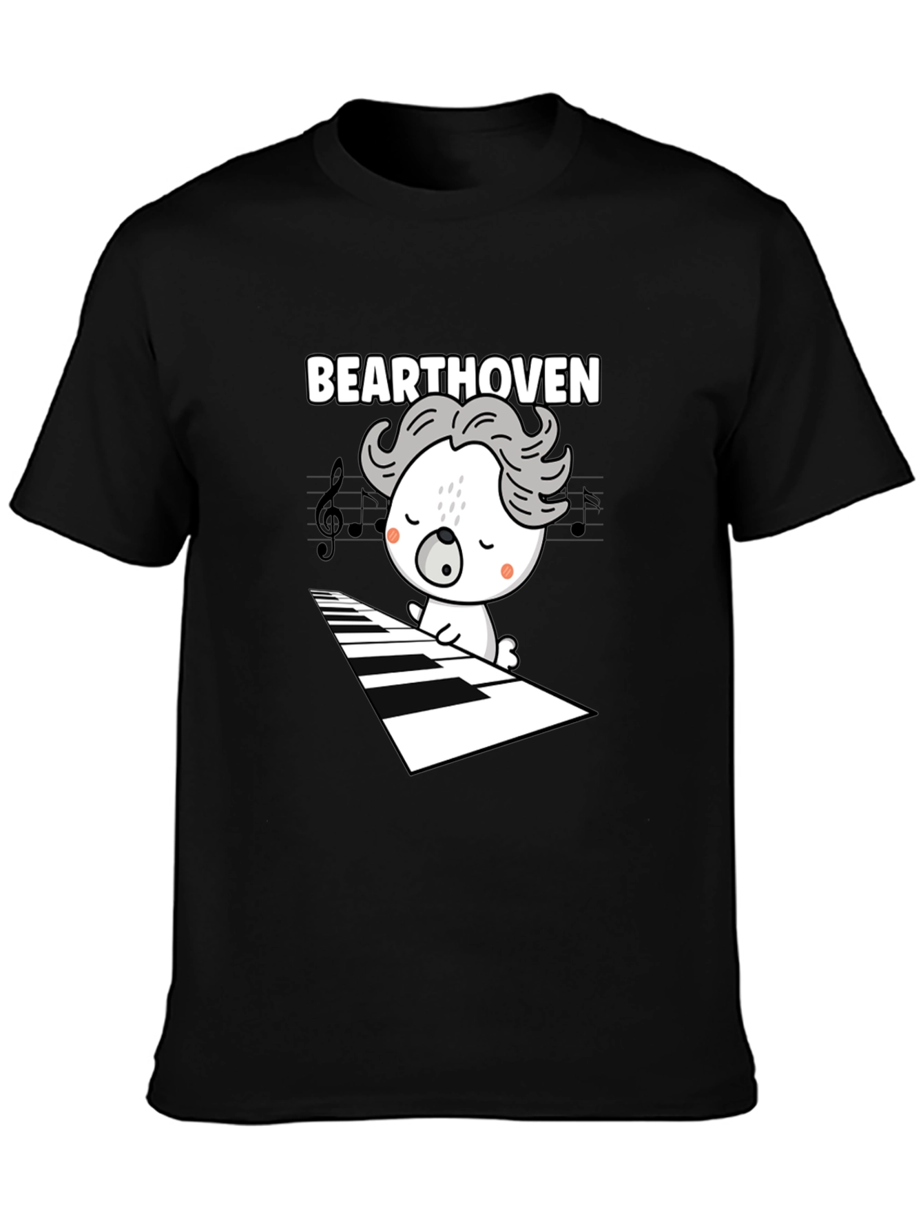 Black Bearthoven Piano T-Shirt view 3