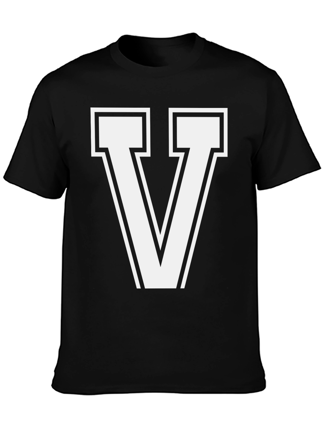 Black Bold Letter "V" Graphic T-Shirt - Casual Style view 3