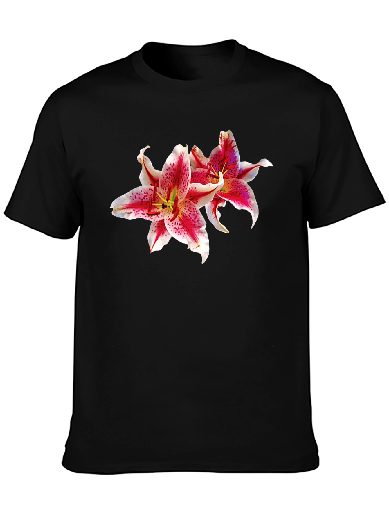 Black Floral Lily Graphic Black T-Shirt view 3