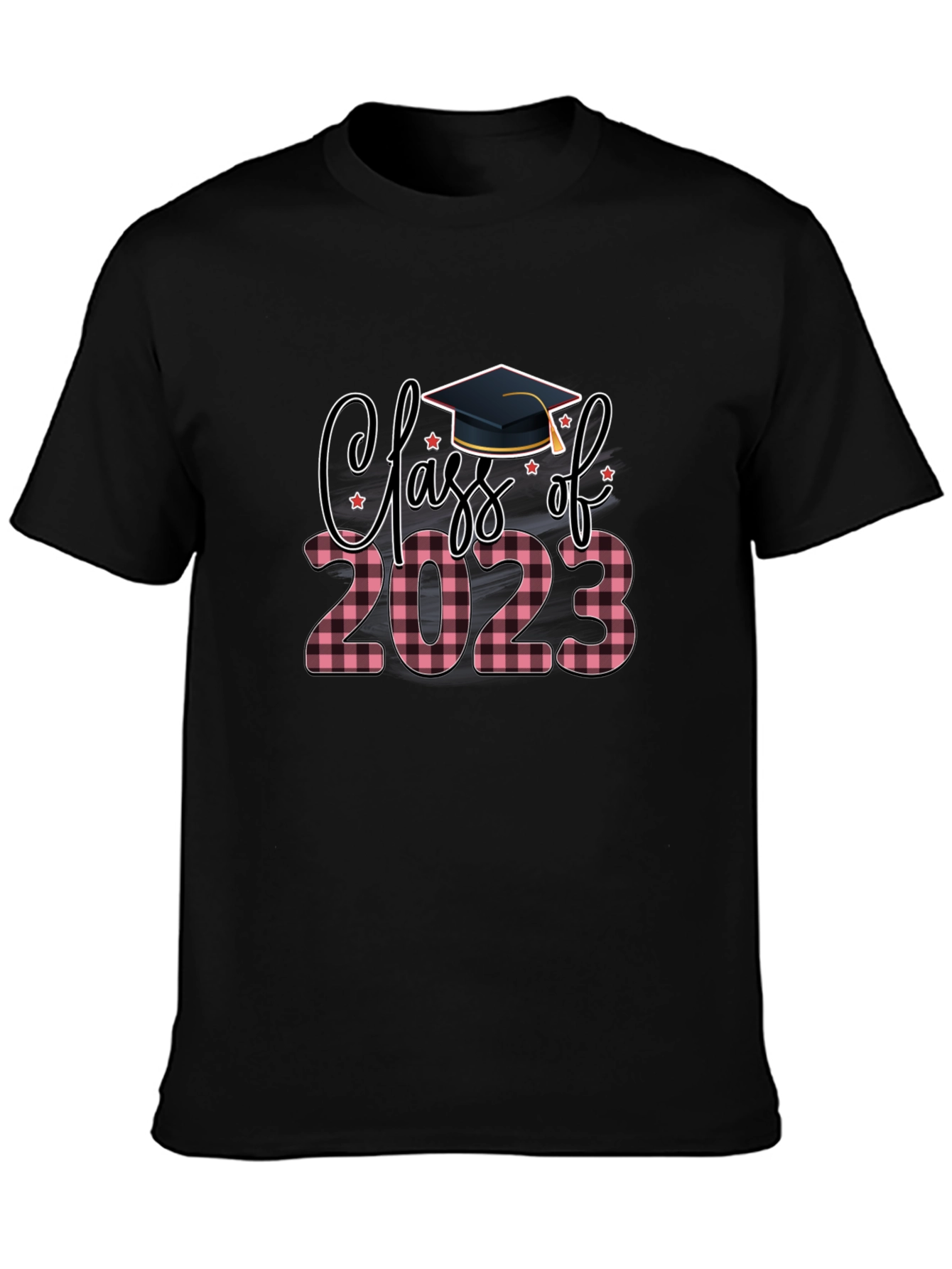 Black Class of 2023 Plaid Graduation T-Shirt view 3