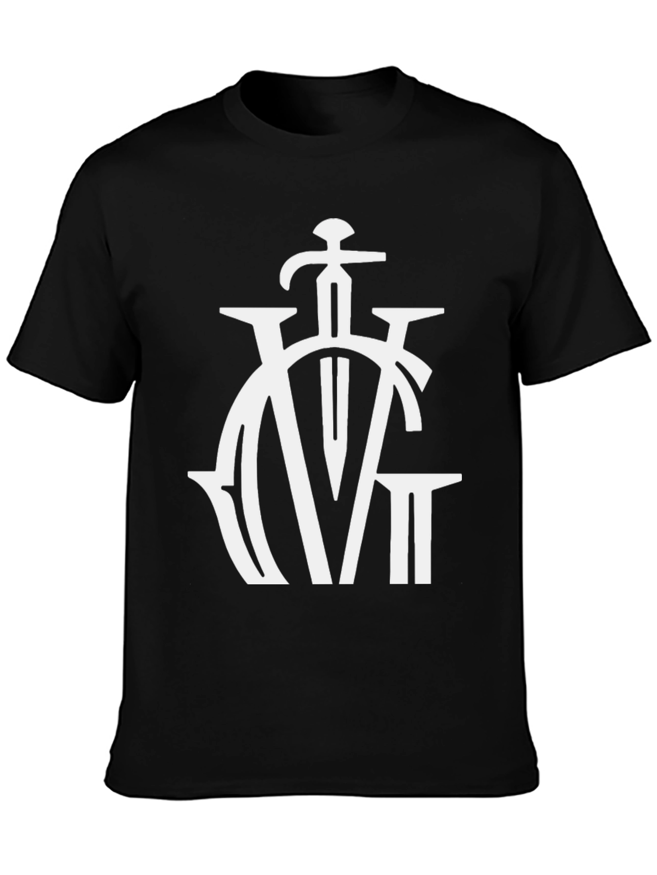 Black Embroidered Sword Logo Black T-Shirt view 3