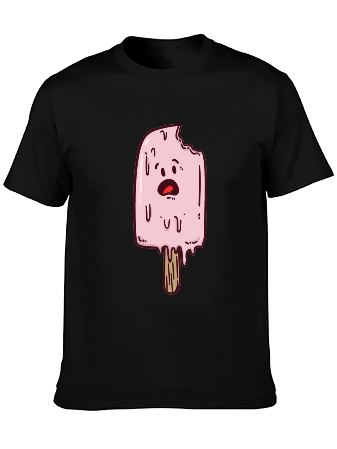 Black Funny Ice Cream T-Shirt - Cartoon Graphic Tee view 3
