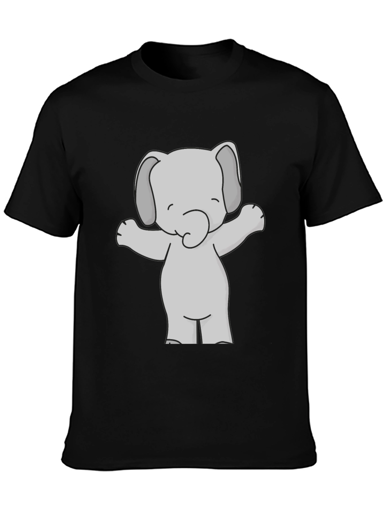 Black Cute Elephant Graphic Tee - Black Unisex T-Shirt view 3