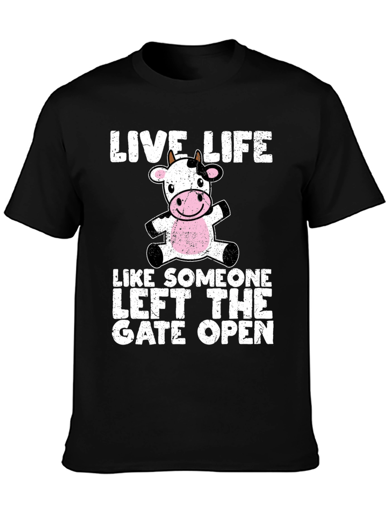 Black Live Life Cow Graphic T-Shirt view 3