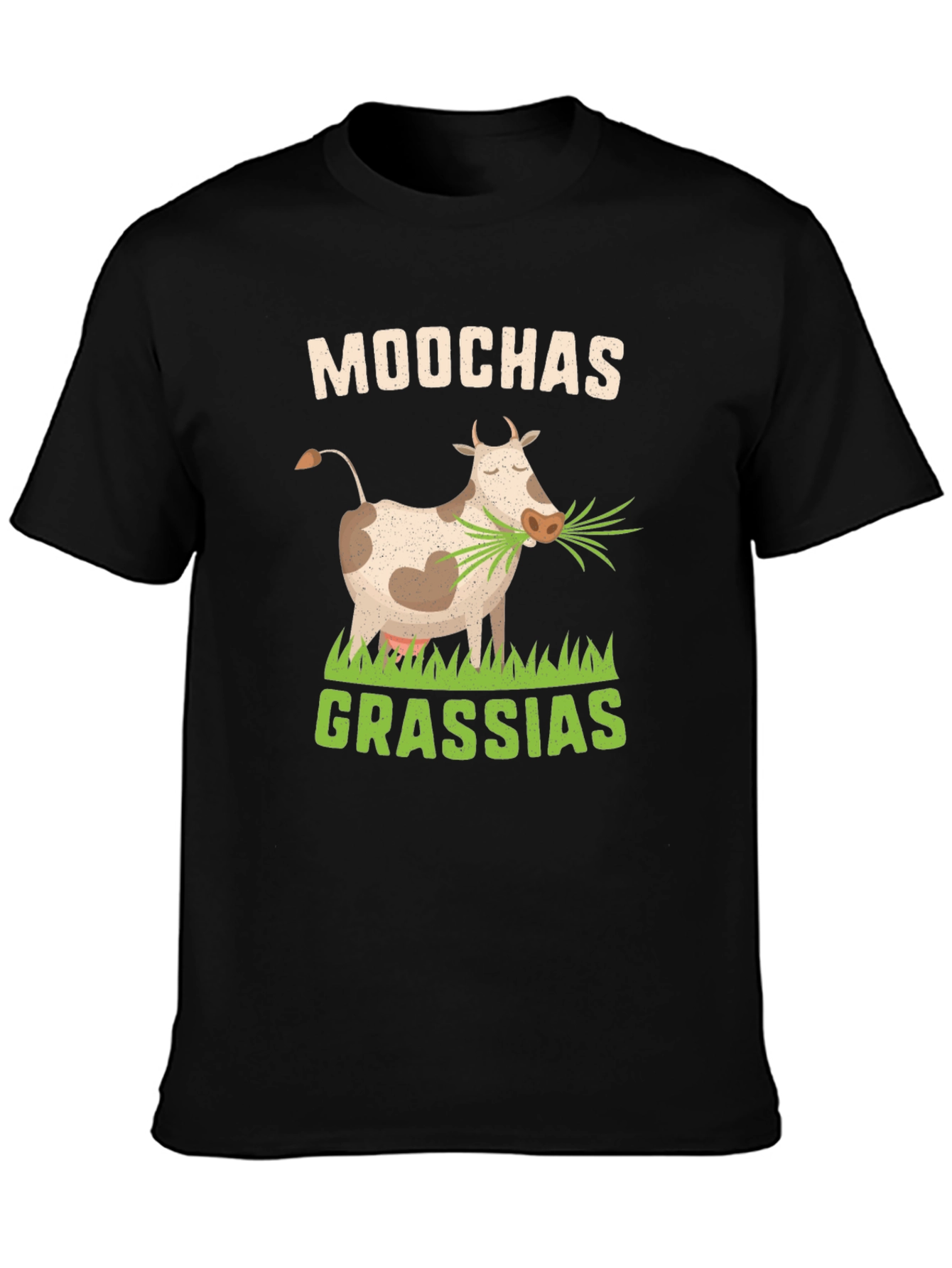 Black Moochas Grassias Cow Graphic T-Shirt view 3