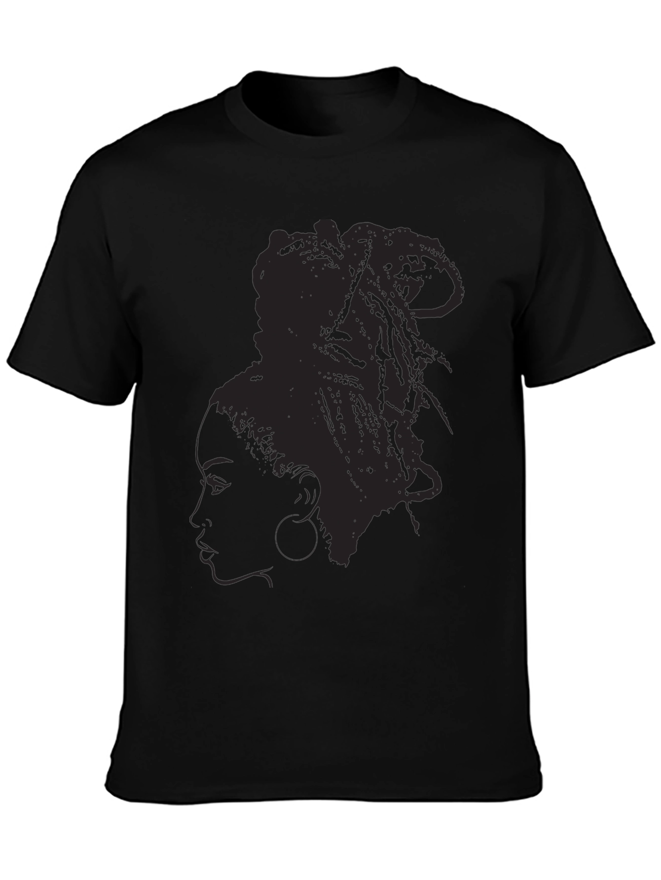 Black Silhouette Dreadlocks T-Shirt - Stylish Black Tee view 3