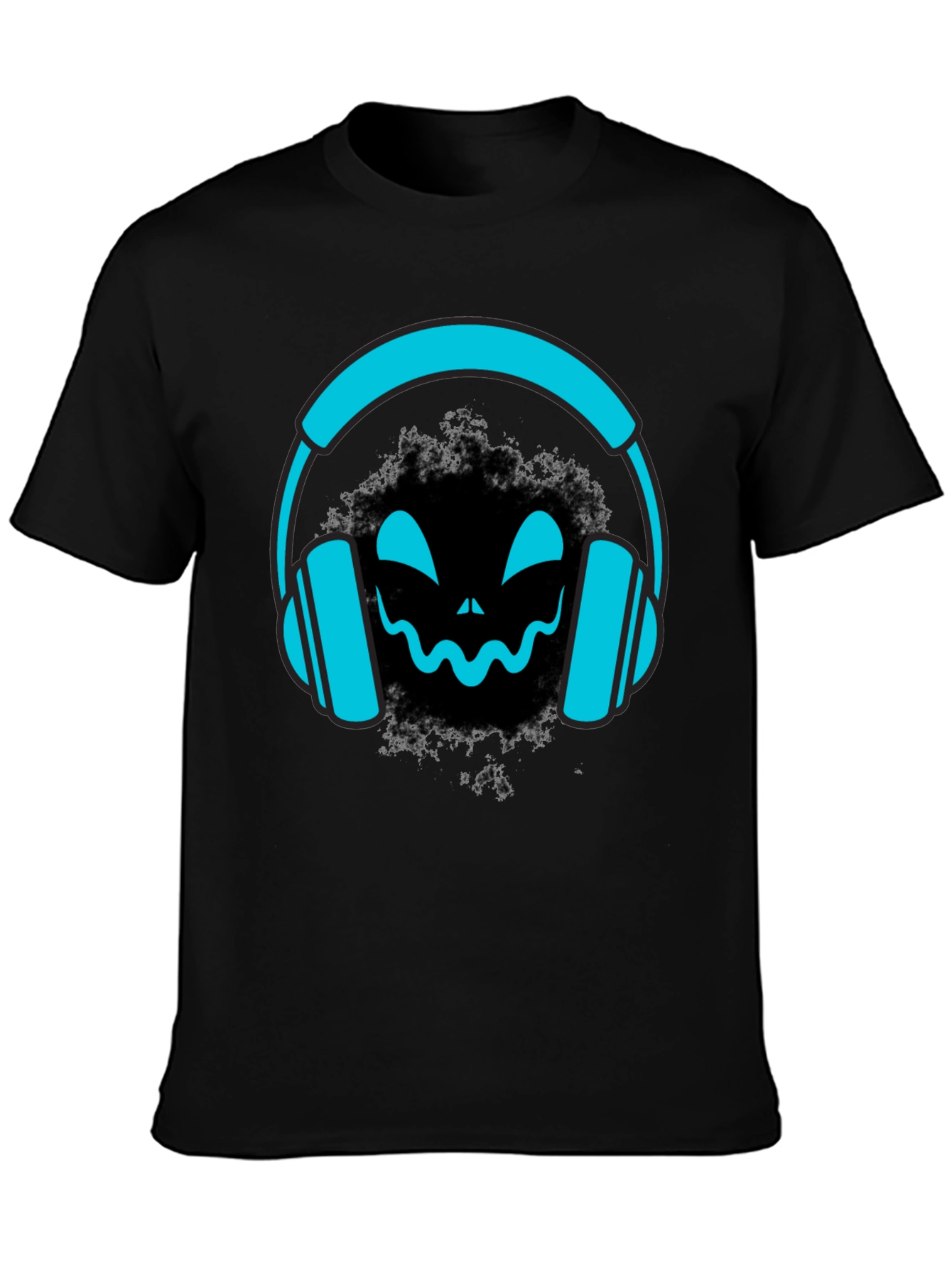 Black DJ Headphone Halloween Black T-Shirt view 3