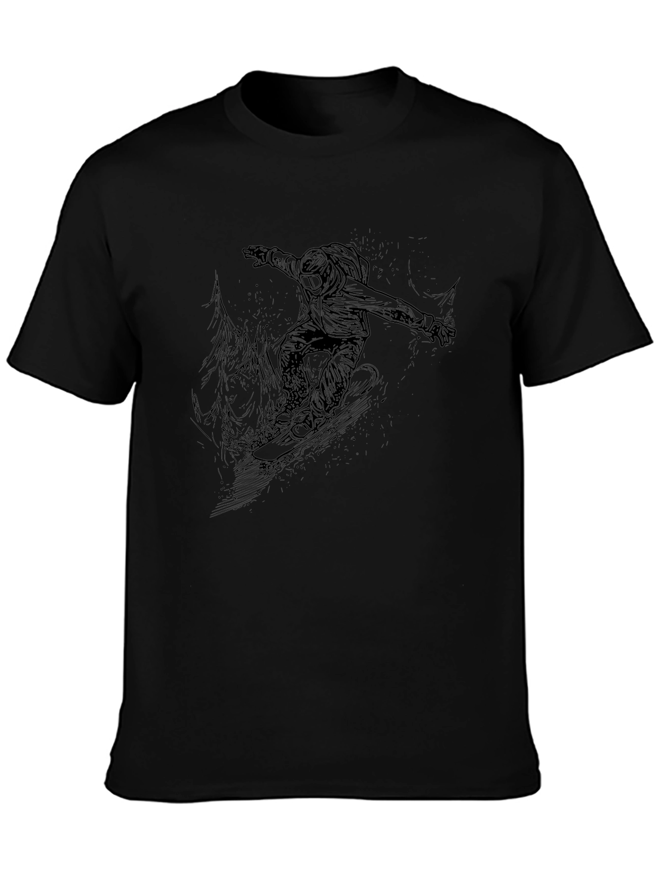 Black Snowboarder Graphic Tee - Black Short Sleeve Crew Neck view 3