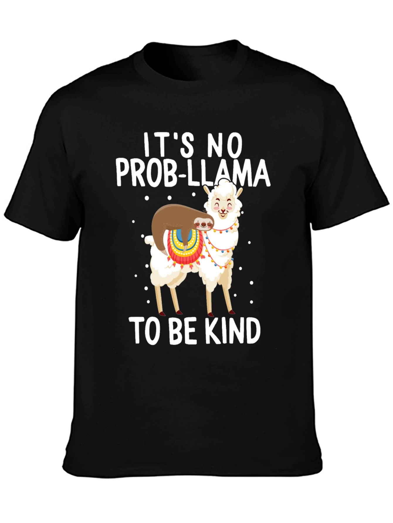 Black It's No Prob-Llama Kindness T-Shirt view 3