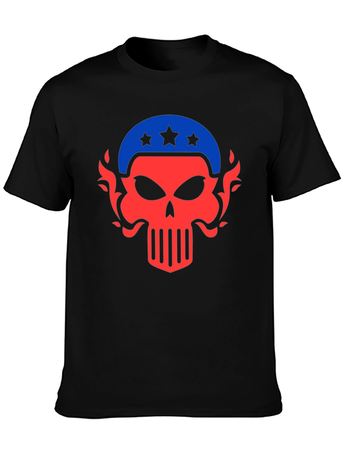 Black Patriotic Skull Graphic Tee - Men's Black T-Shirt view 3