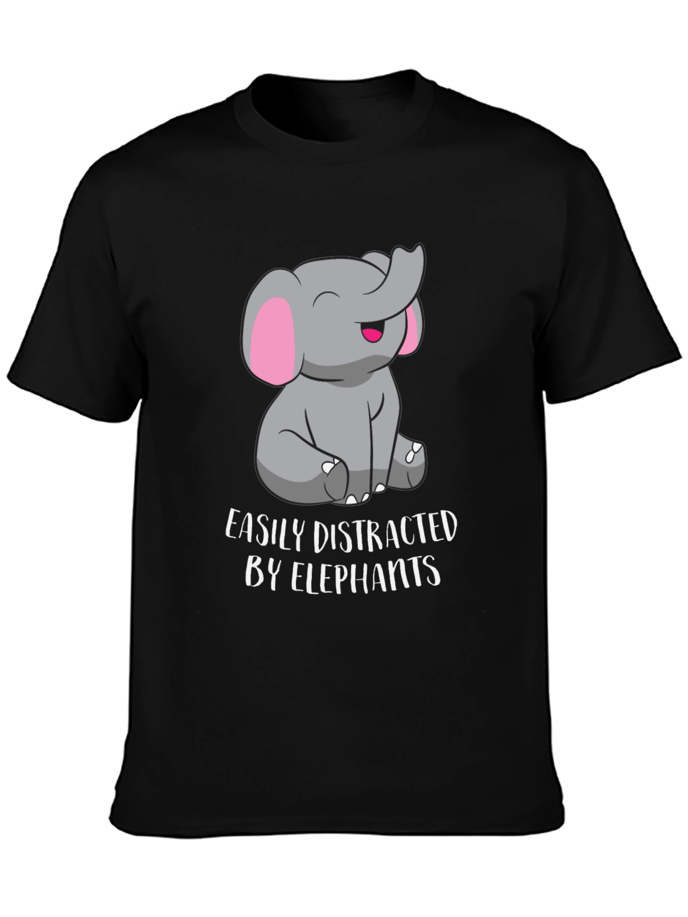 Black Easily Distracted By Elephants Graphic Tee view 3