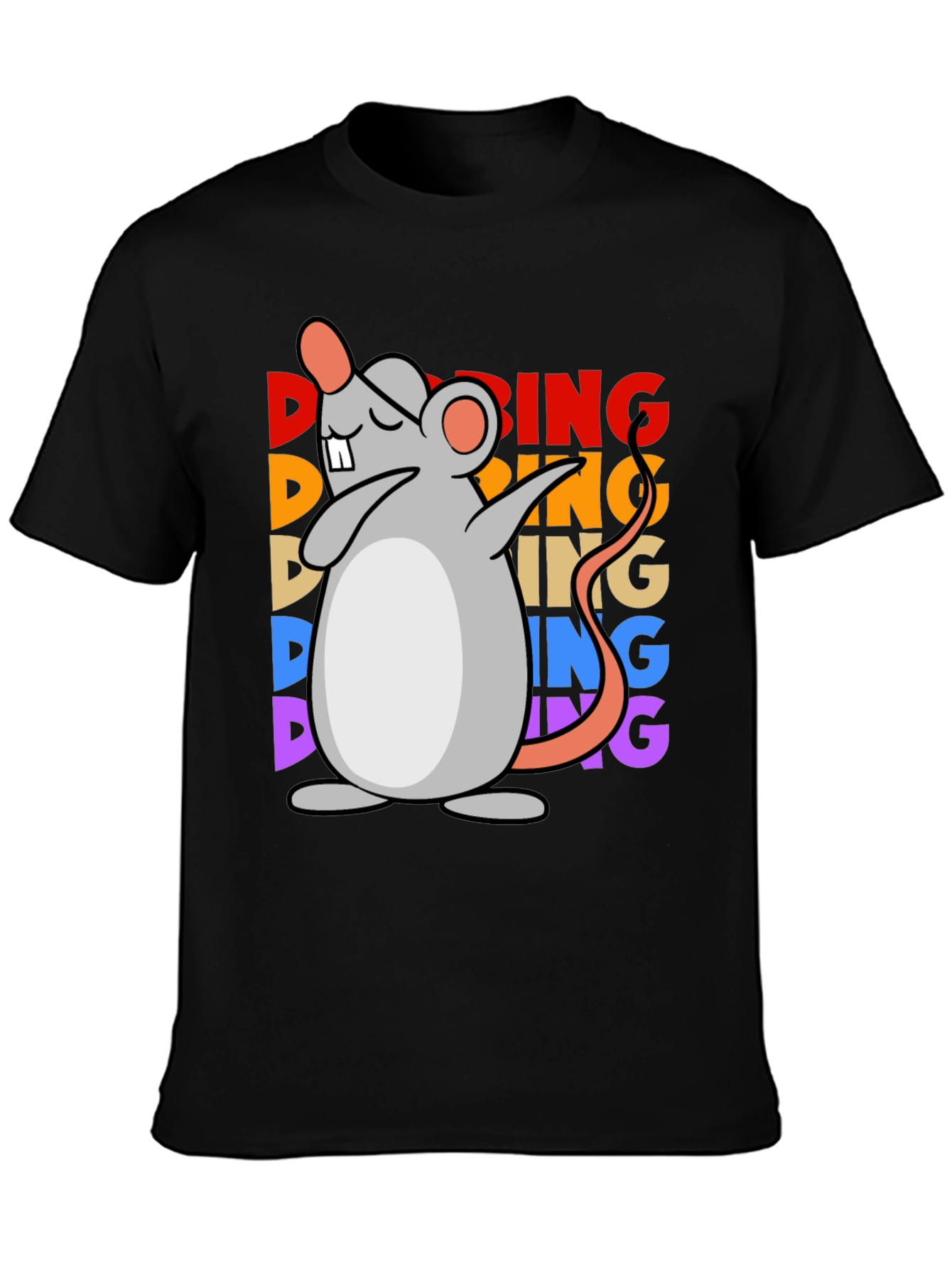Black Dabbing Mouse Graphic Tee - Unisex Black T-Shirt view 3
