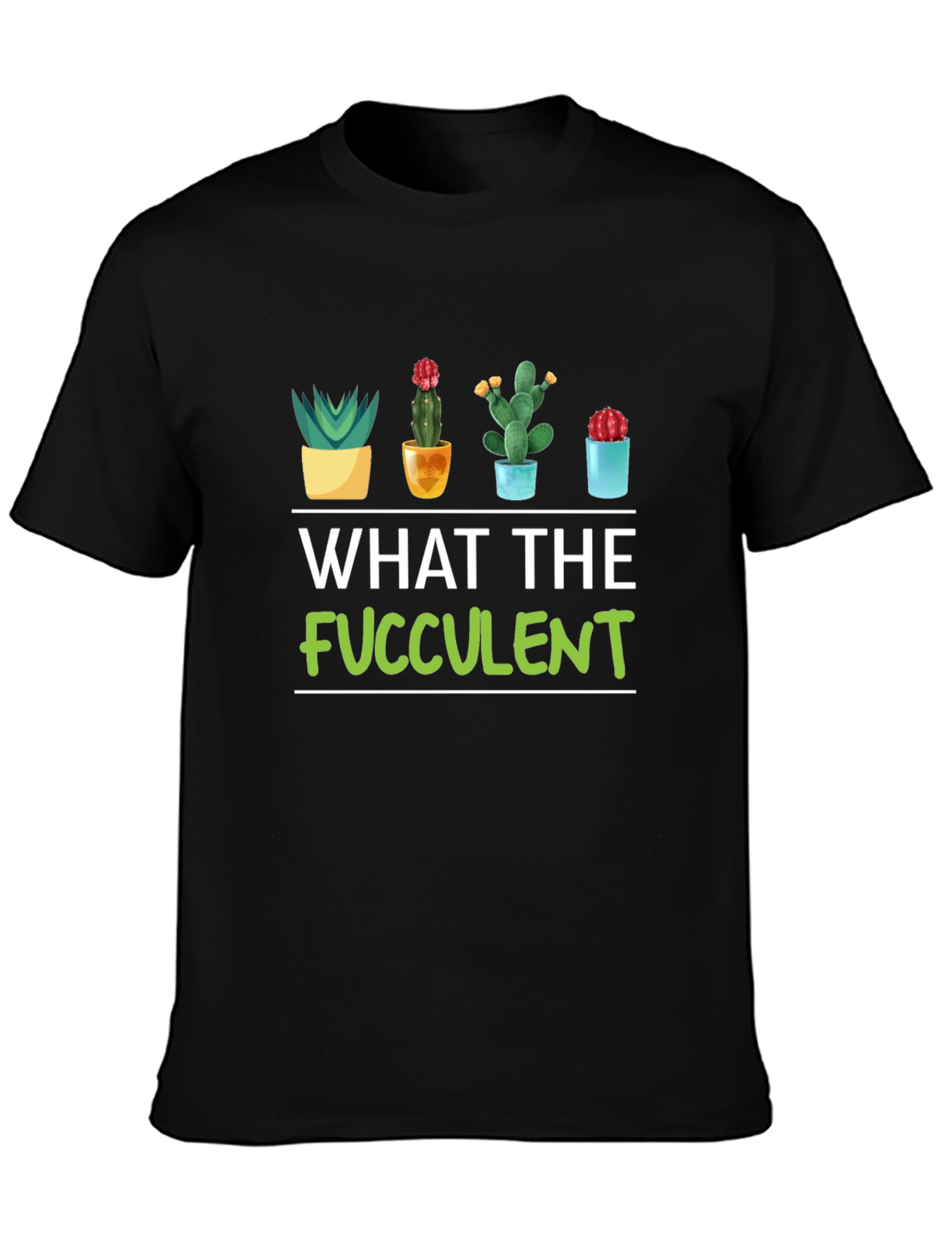 Black What the Fucculent T-Shirt - Funny Plant Lover Tee view 3