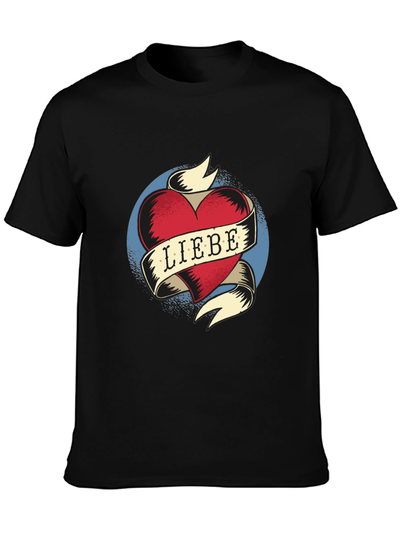 Black Liebe Heart Tattoo Graphic T-Shirt view 3