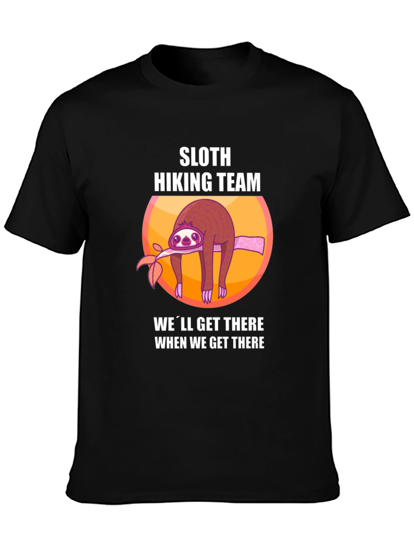 Black Sloth Hiking Team Graphic T-Shirt - Lazy Hiker Tee view 3
