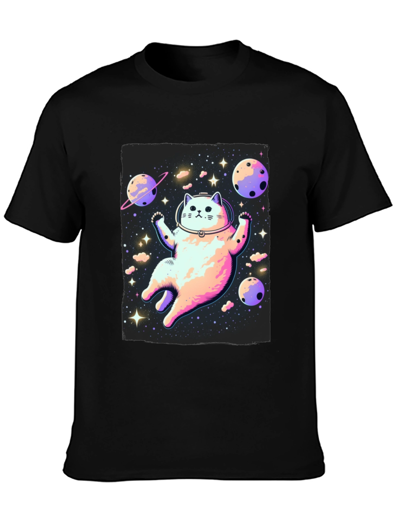 Black Astronaut Cat T-Shirt - Space Adventure Tee view 3