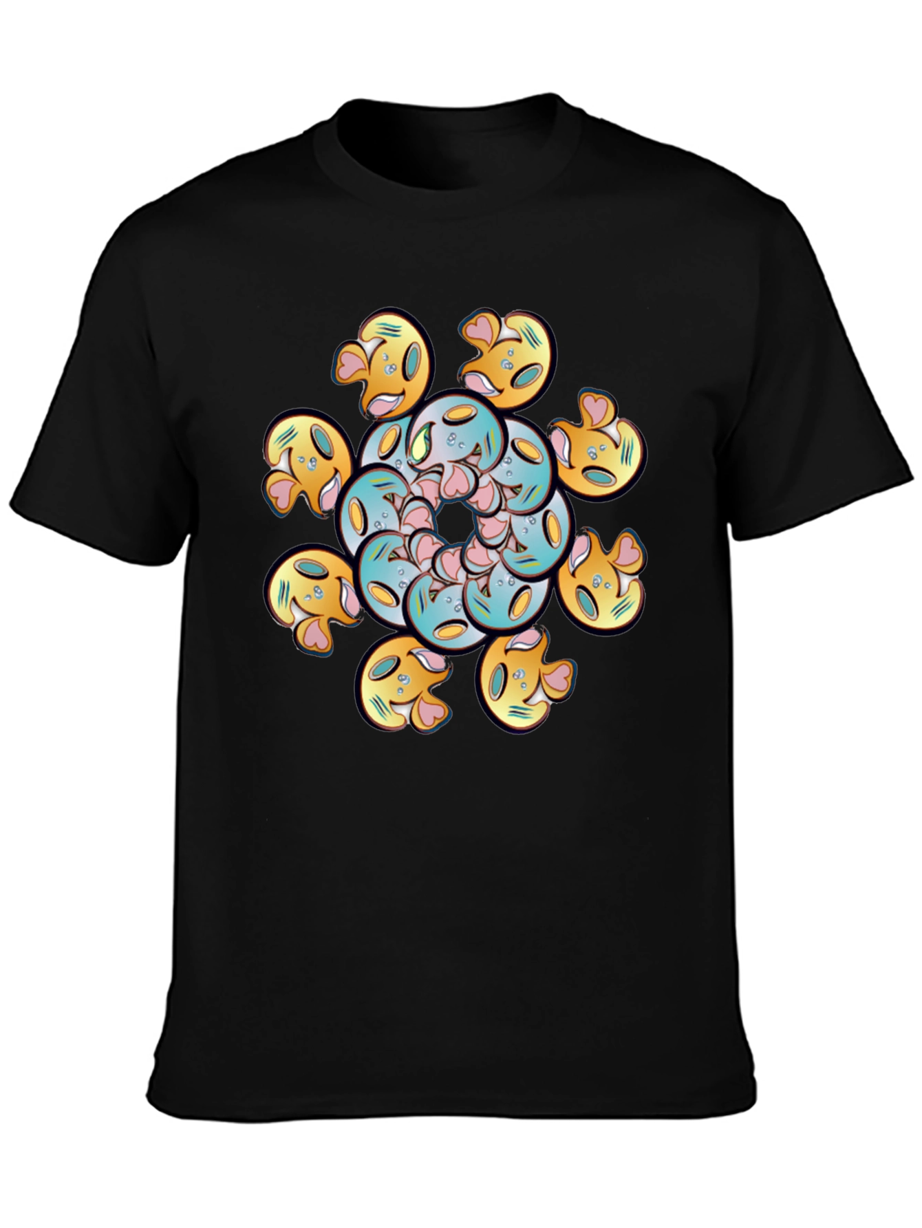 Black Whimsical Emoji Mandala Tee view 3