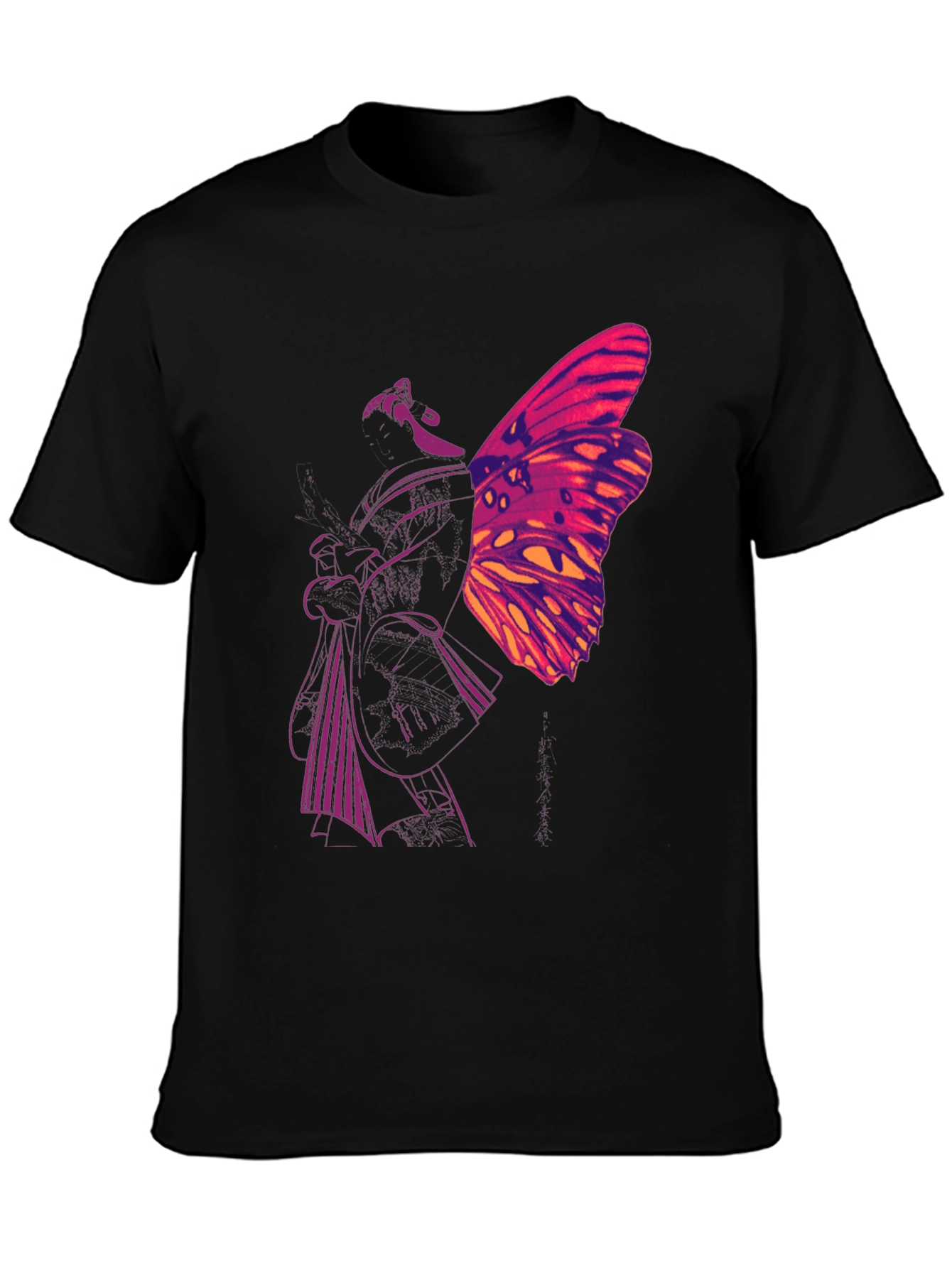 Black Butterfly Graphic Black T-Shirt view 3